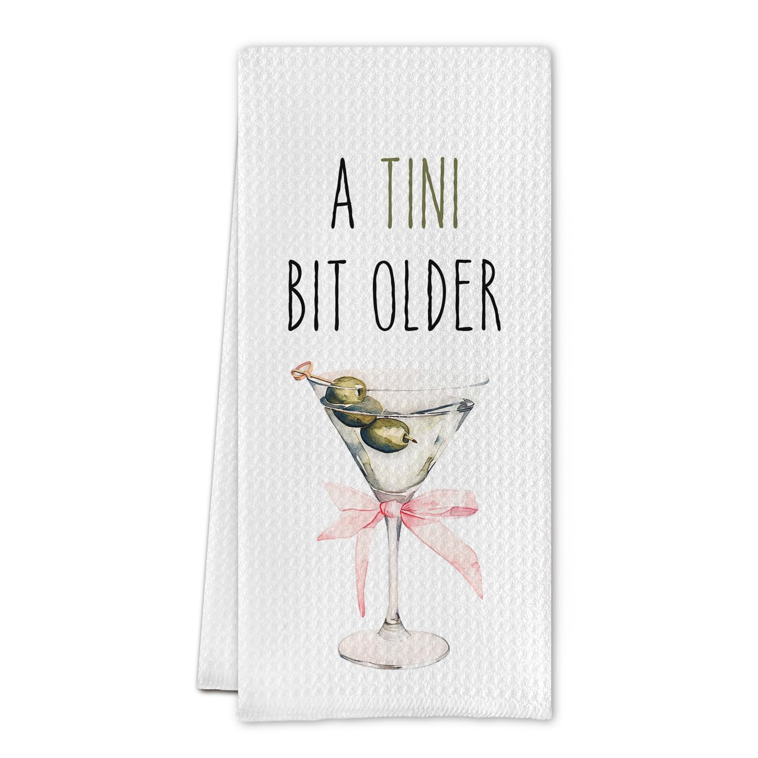 DHMHD  Tini Bit Older Birthday Kitchen Towels Coquette Pink Bows Martini Dish Towels Martini Gifts for Women Martini Decor for Party Kitchen Bar