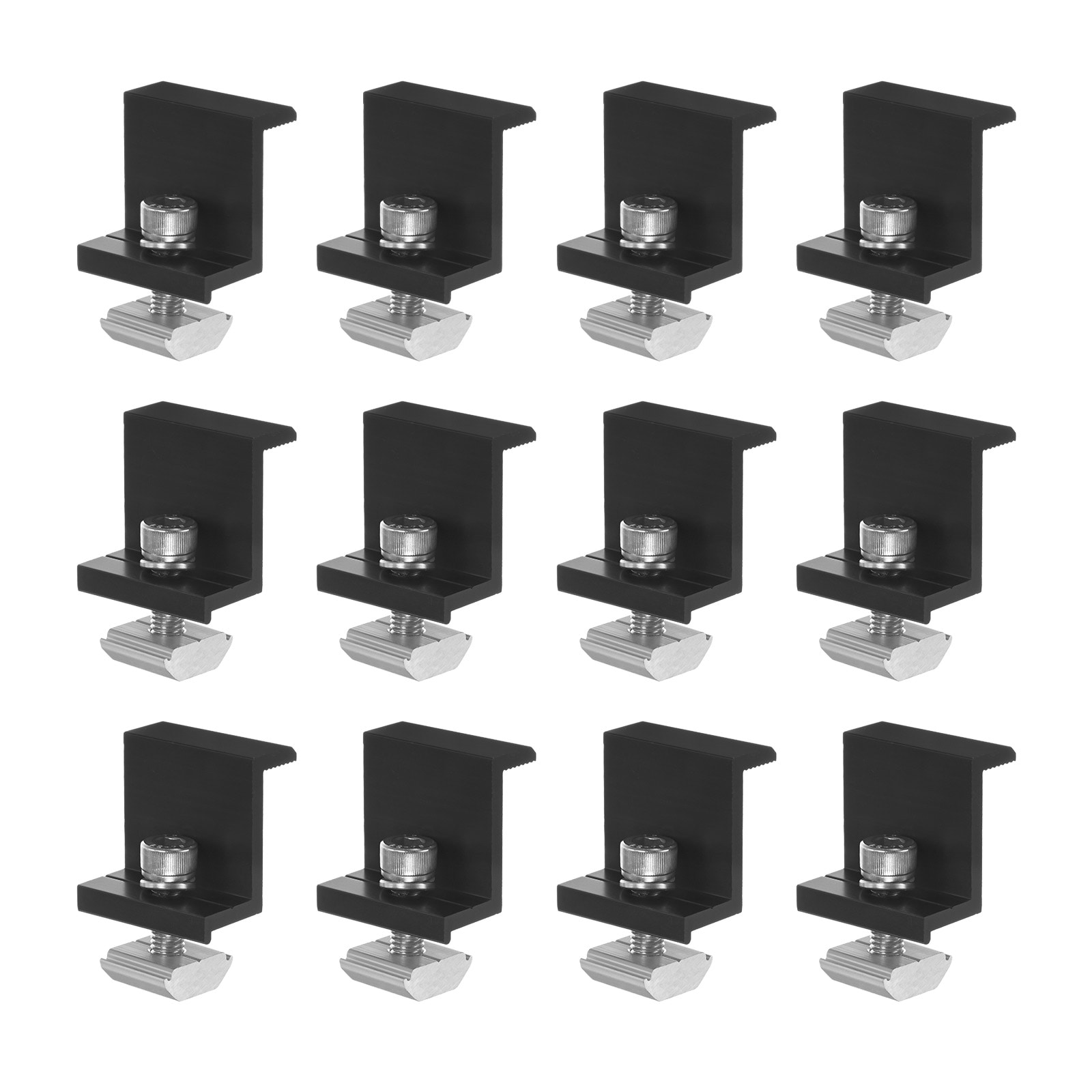 Unique Bargains 12-Pack Solar End Clamp 35mm Aluminum Anodized Black