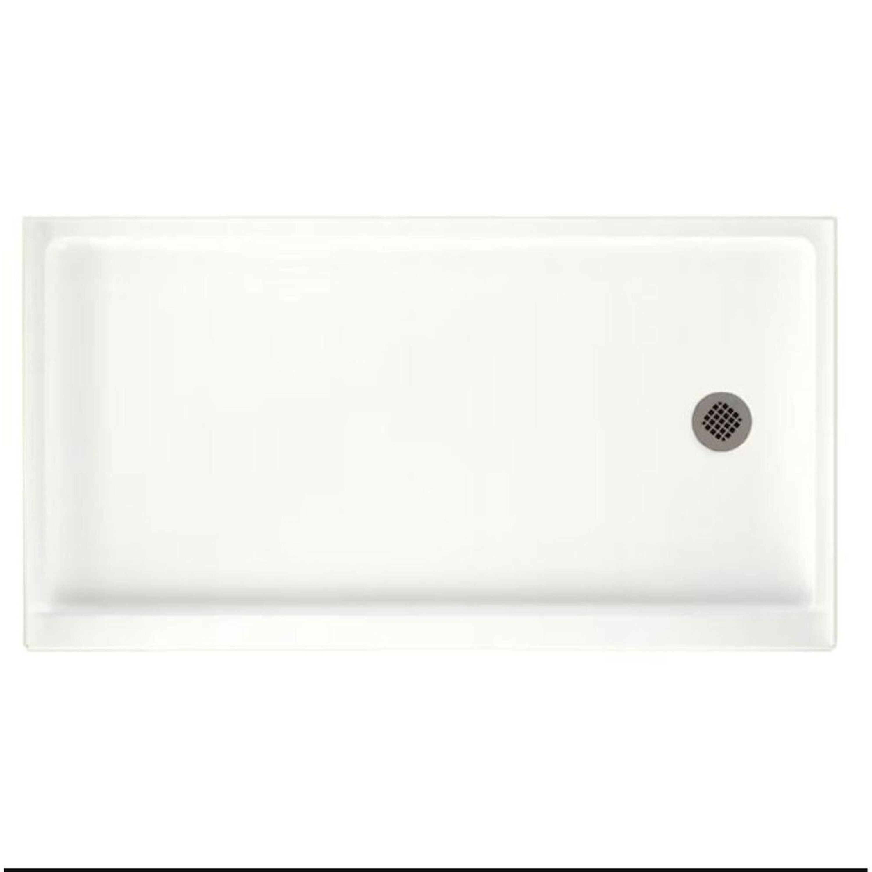 SWAN SR03260RM.011 32-in W x 60-in L Tahiti White Rectangle Shower pan base with 3.31-in H Threshold (Right Drain)