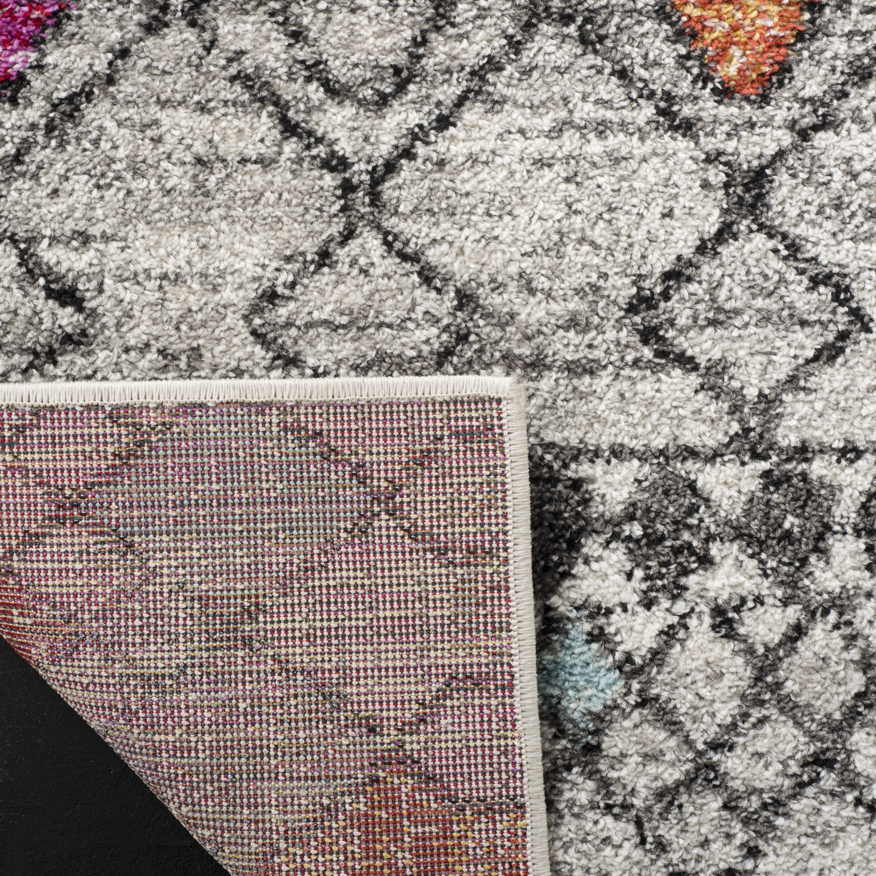 Hand-Knotted Gray Synthetic Rectangle Area Rug