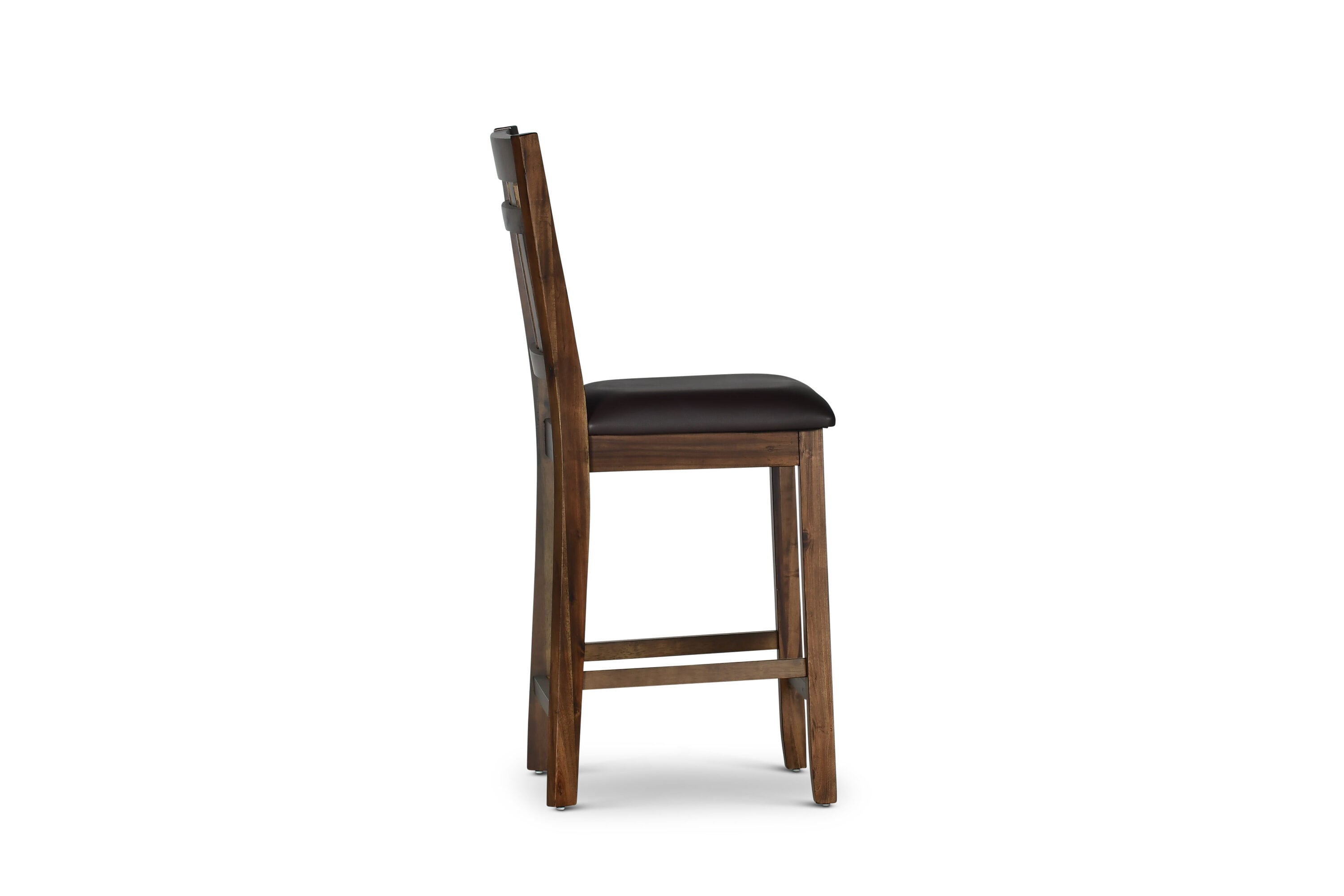 Saranac Rustic Brown Wood and Faux Leather Counter Chair