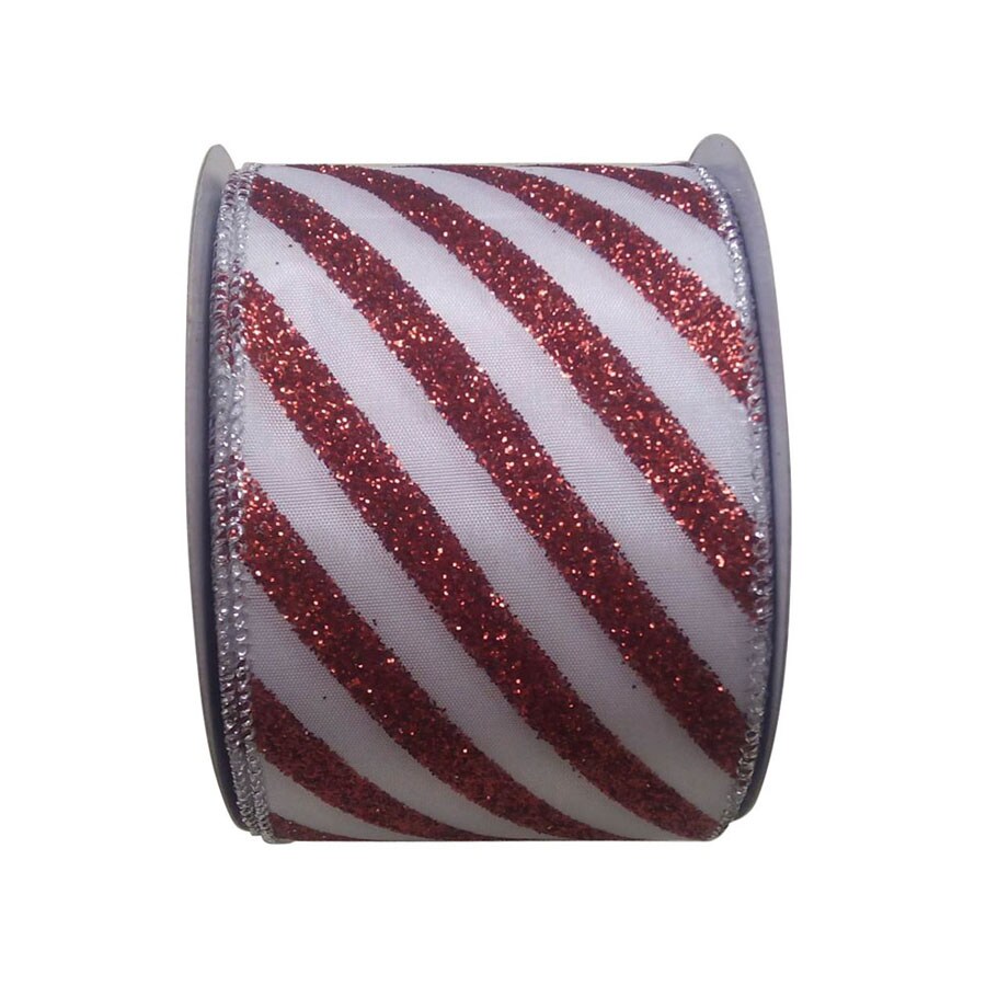 Holiday Living GK831-60 30-ft L x 2.5-in W Red/White Ribbon