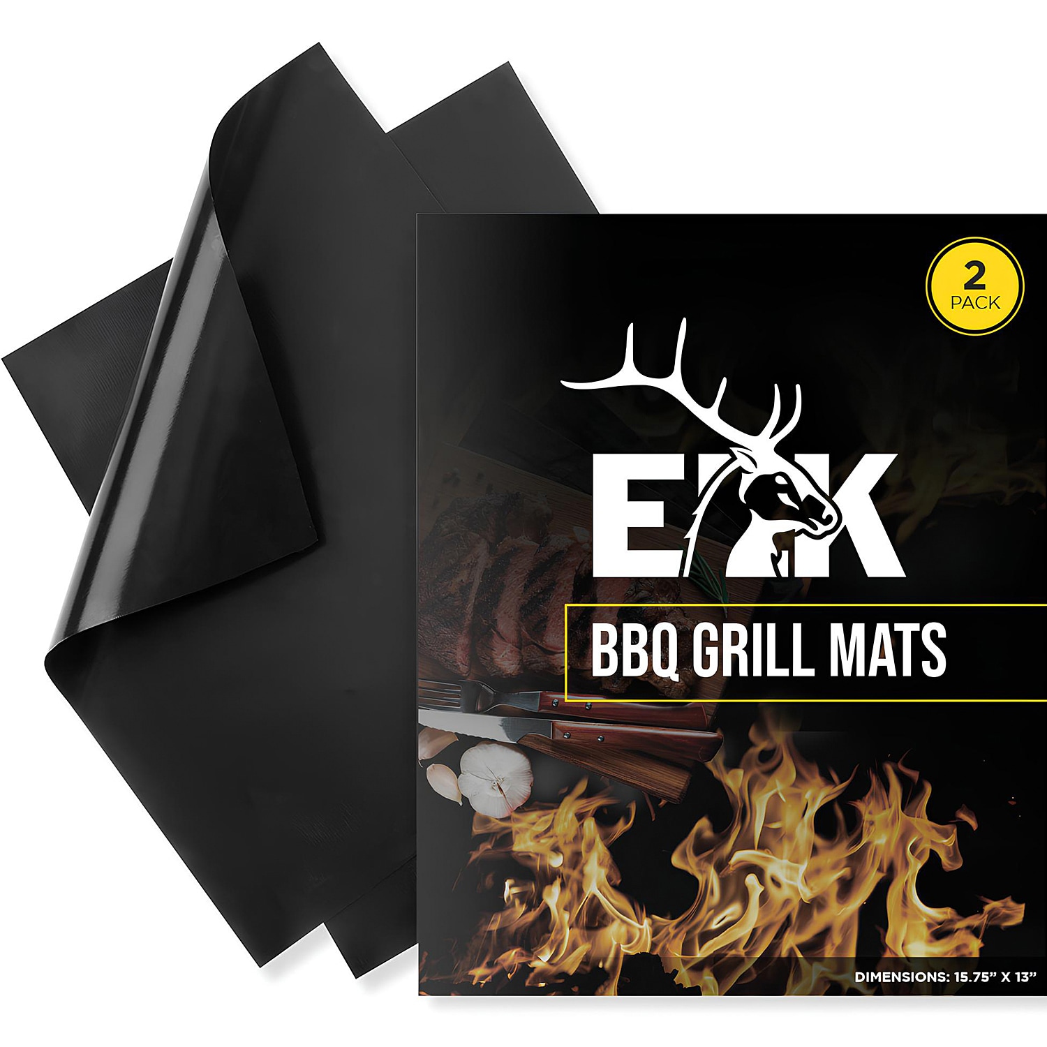 ELK BBQGRILLMATS-2PK 2 -Pack Black Non-woven polypropylene Rectangular Grill Mat