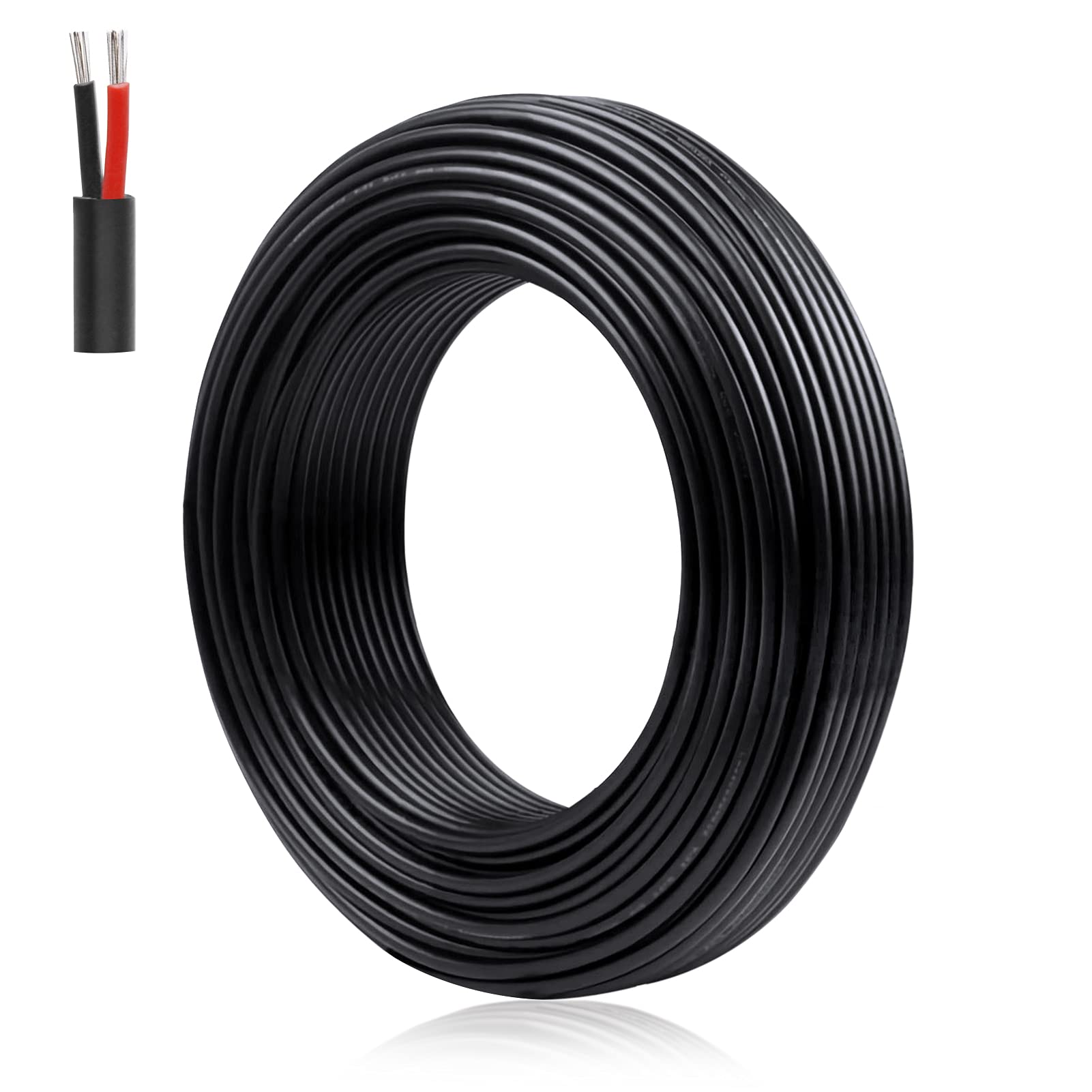 Lukvuzo  Electrical Wire 22 Gauge 2 Conductor 50M 164ft Flexible Black PVC Jacketed Stranded Hookup Wire 22 AWG Tinned Copper Insulated Extension