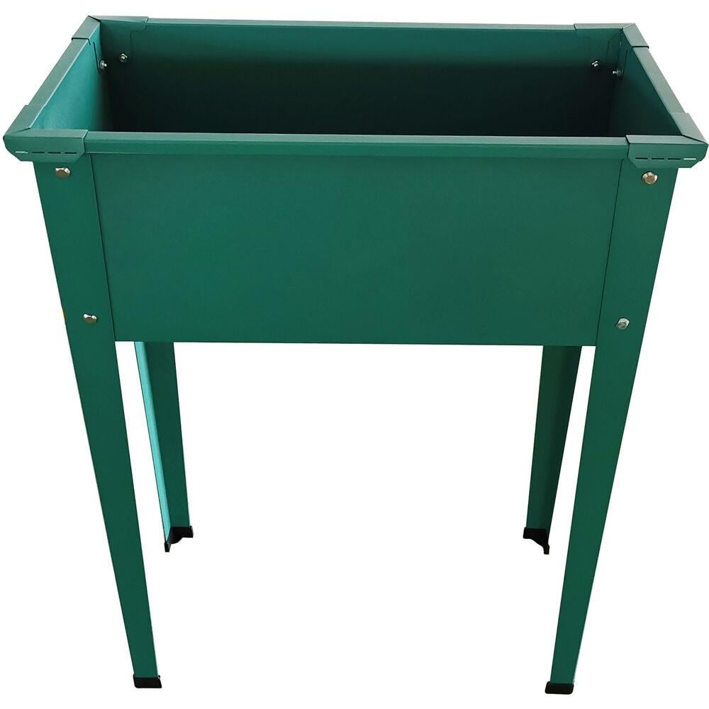 Hanover Rectangle 24-in W x 31-in H Green Metal Raised Planter Box in ...