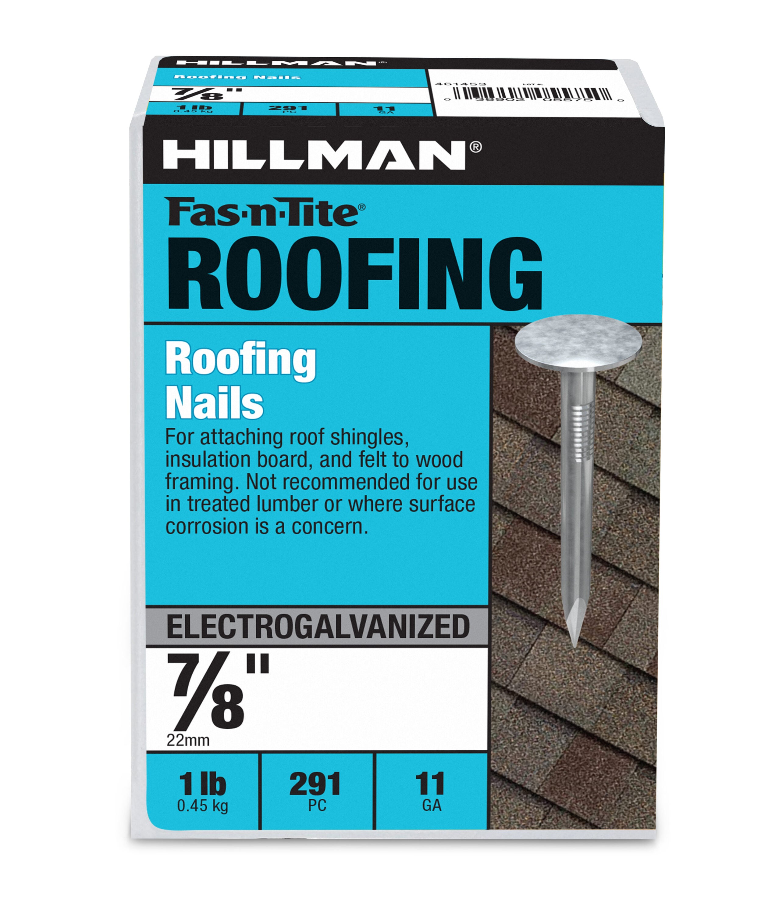 Fas-n-Tite 461453 7/8-in Smooth Shank Electro-galvanized Roofing Nails 291 -Per Box