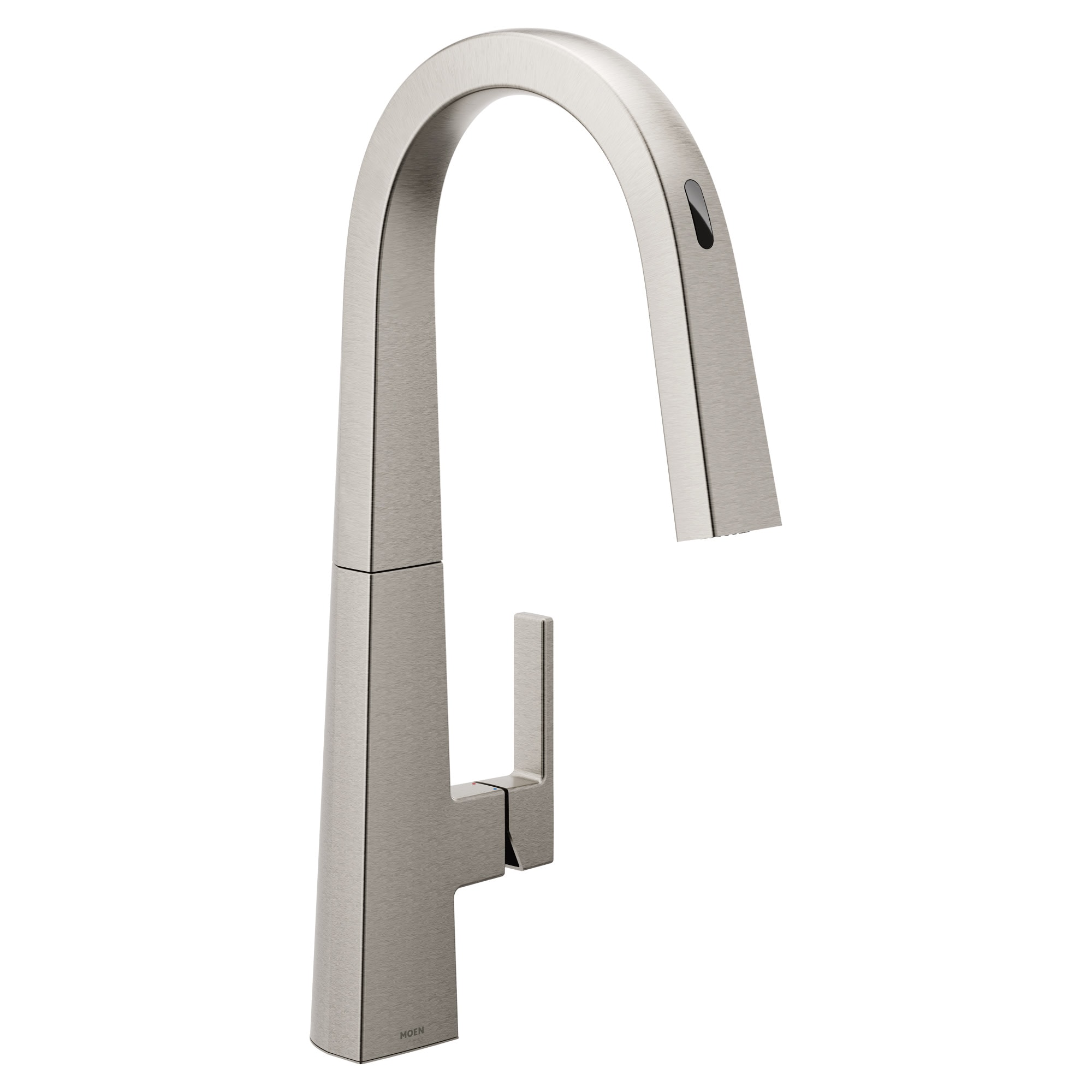 Moen S75005EVSRS U By Spot Resist Stainless Single Handle Touchless Kitchen Faucet with Sprayer (Deck Plate Included)