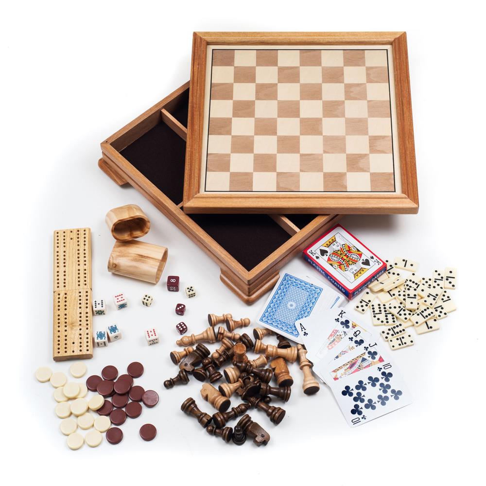 10 in 1 Deluxe Games Wooden Game Collection - Chess, Draughts, Backgammon  .