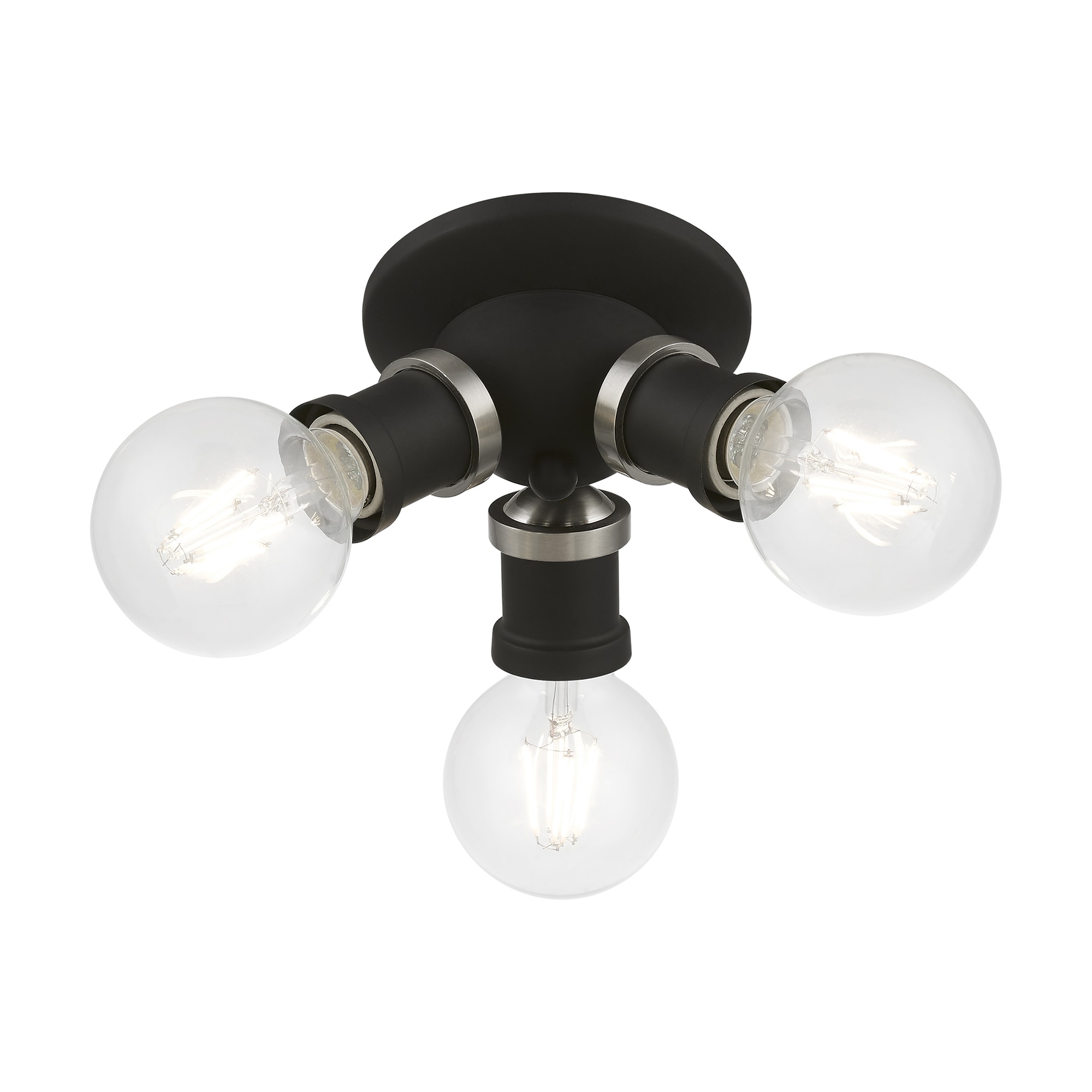 Lansdale 7" Transitional 3-Light Black & Brushed Nickel Flush Mount