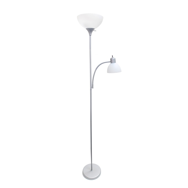Simple Designs 71.5-in Silver Torchiere with Reading Light Floor Lamp in  the Floor Lamps department at Lowes.com