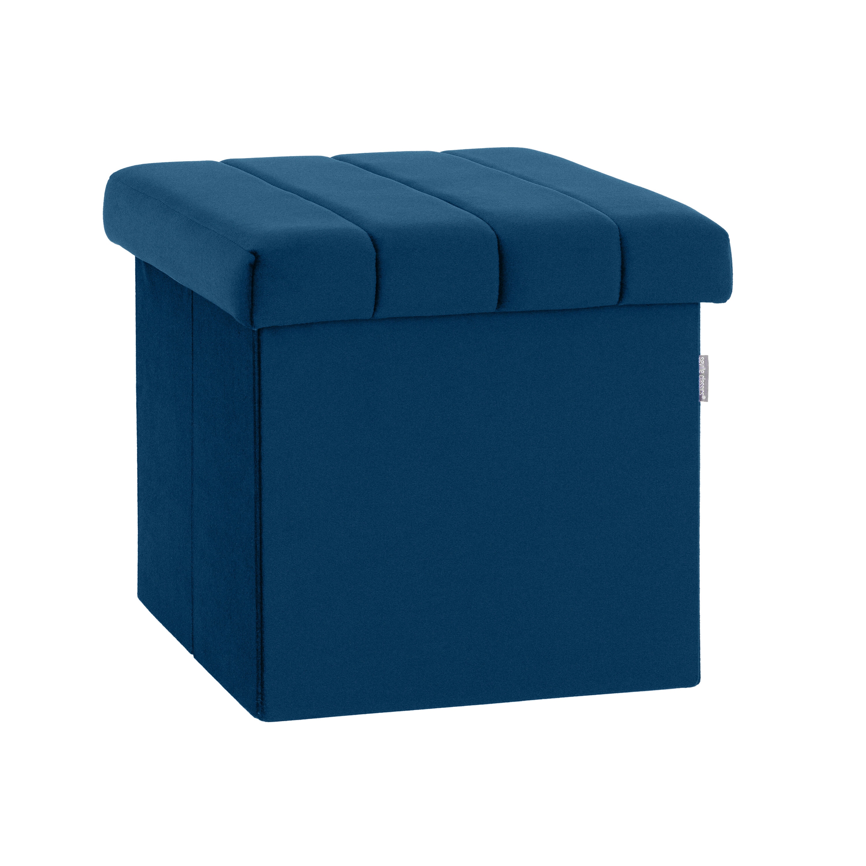 Seville Classics STR30255 Modern Blue Velvet Storage Ottoman