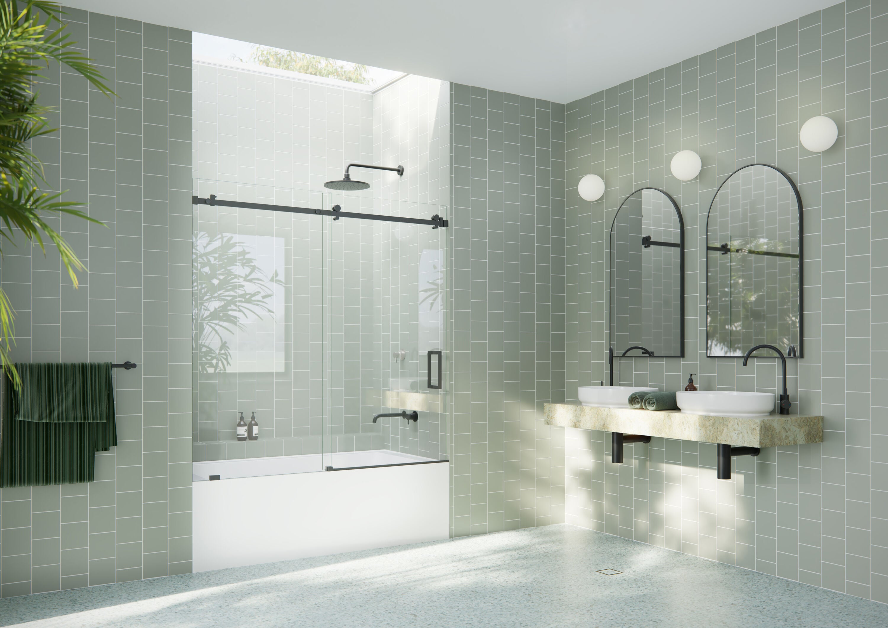 Glass Warehouse B-SQSLD-60-MB Bathtub-Doors - View #2