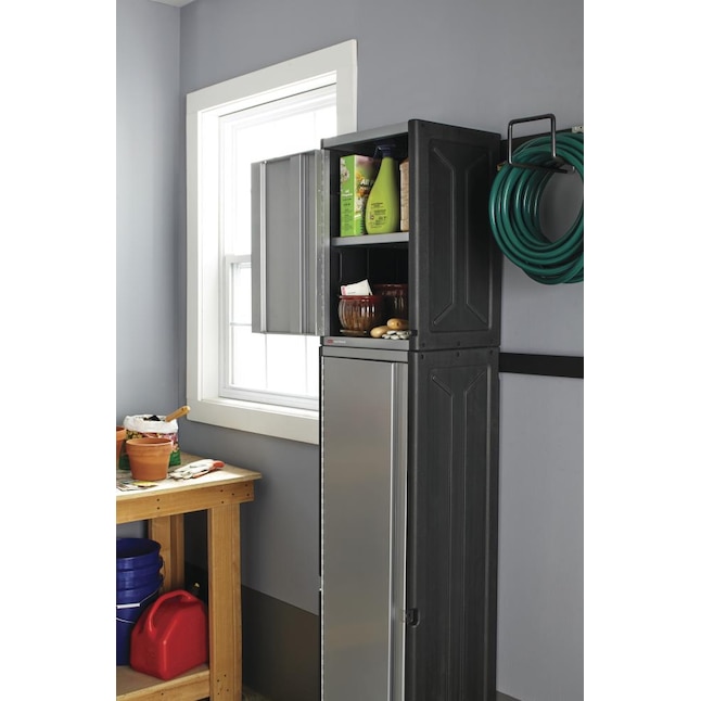 Rubbermaid FastTrack Garage Steel Wall-mounted Garage Cabinet in Gray  (16-in W x 24-in H x 14-in D) at