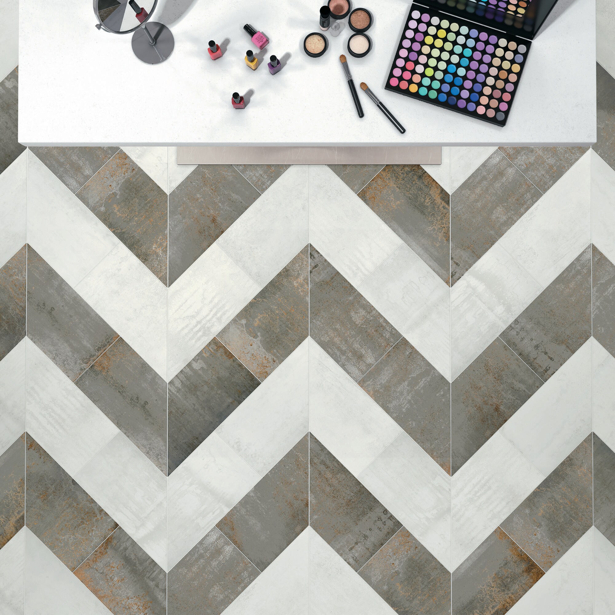 Crossville EnGarde 8-Pack Chalk 12-in x 24-in Metallic Porcelain Stone Look Floor and Wall Tile
