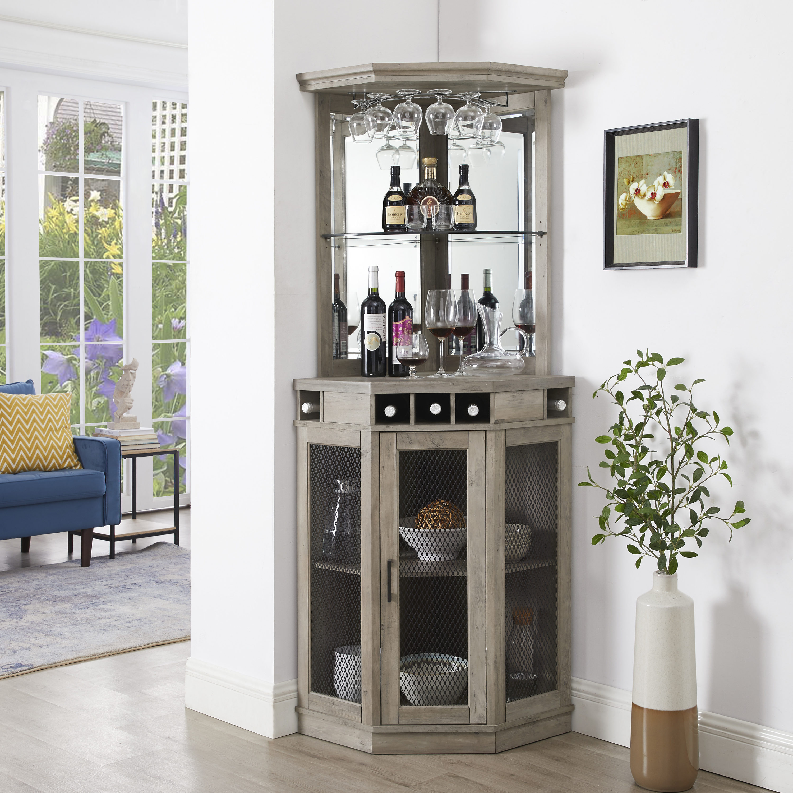Home Source Industries Arms  x 73-in Gray Corner Bar Cabinet in the Home  Bars department at 