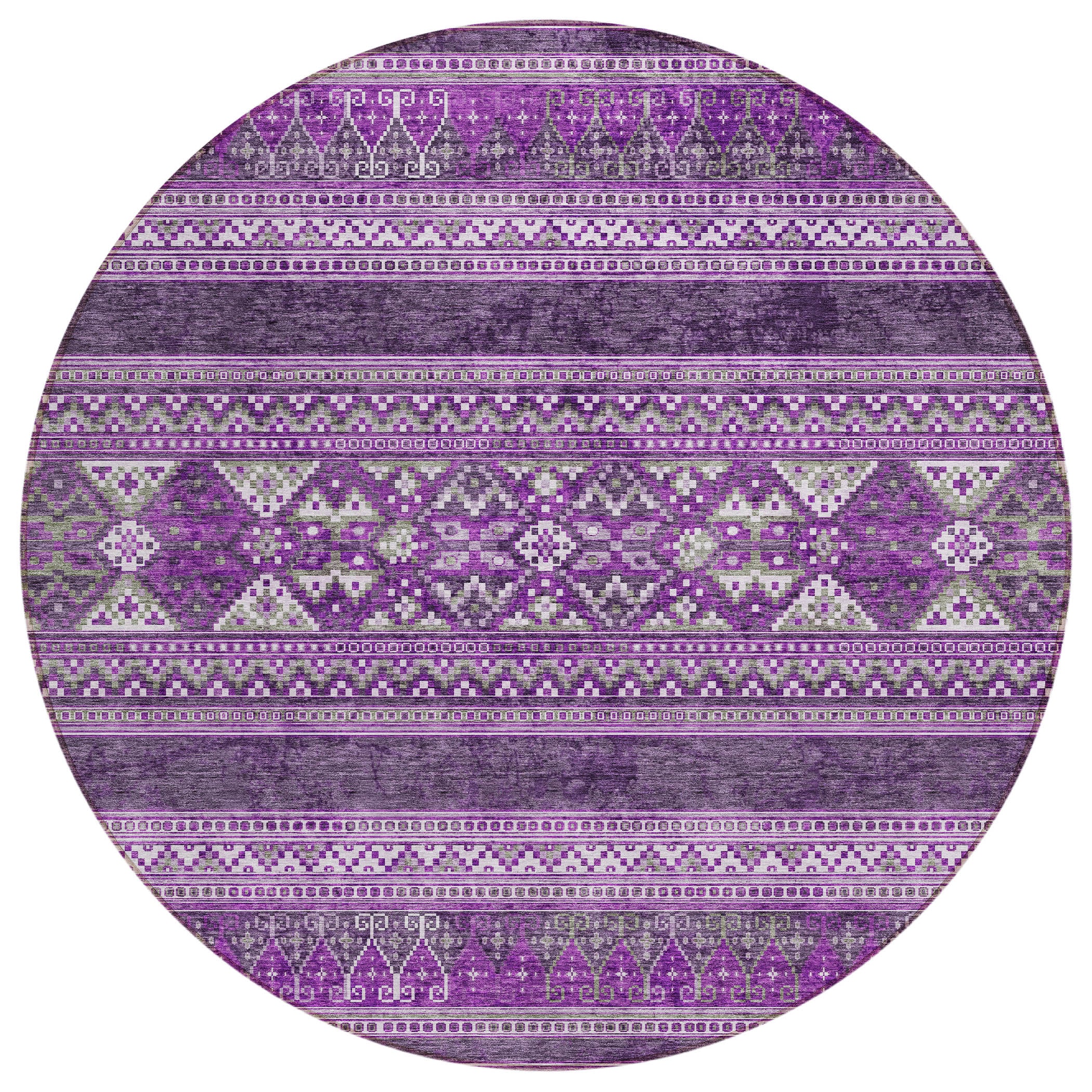 Addison Rugs ACN714PP8RO Chantille ACN714PP 8 x 8 (ft) Polyester Purple Round Indoor/Outdoor Geometric Machine washable Area rug