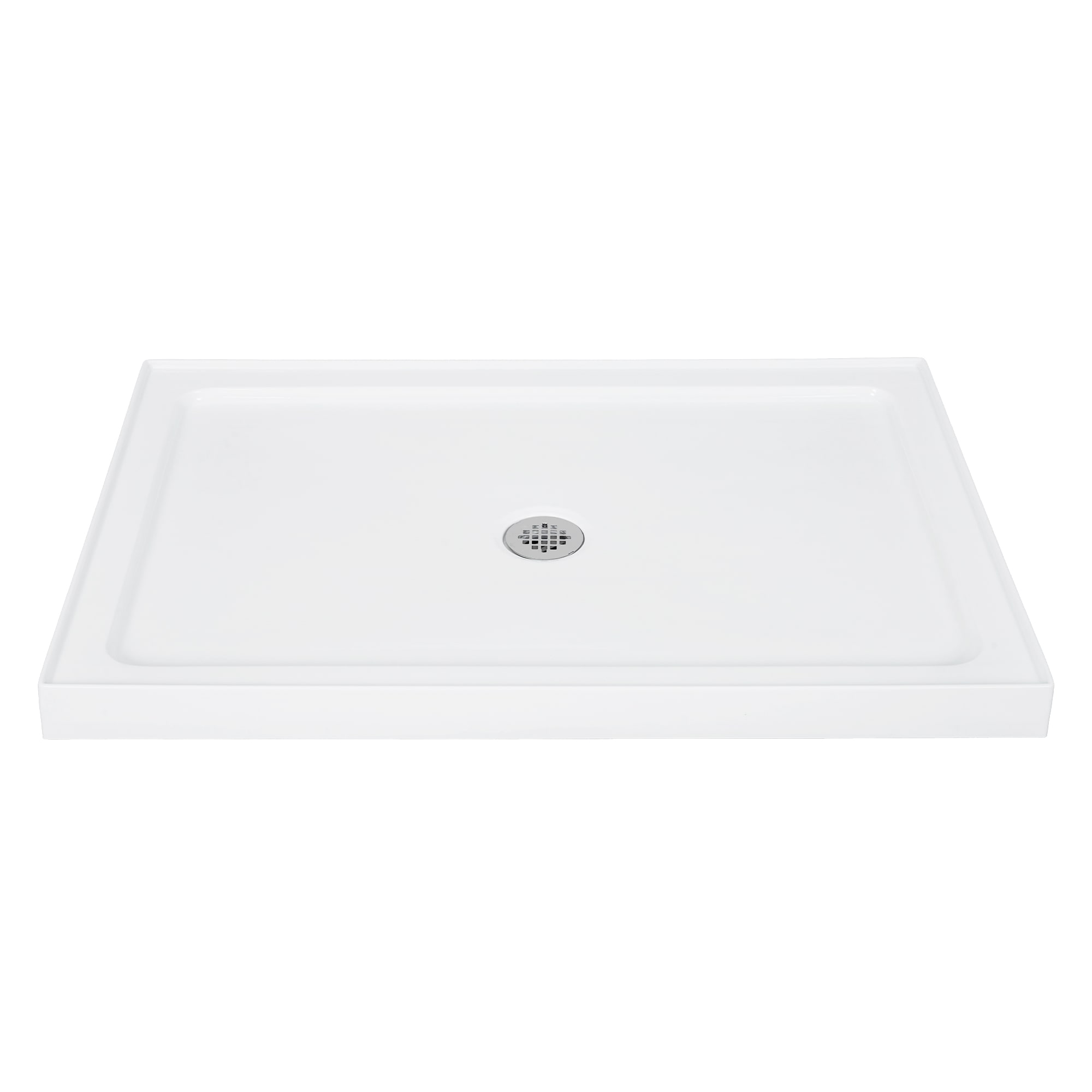 Garvee 40 x 32 Inch Shower Base / Center Drain Single Threshold Shower Pan / White Acrylic / Stainless Steel Cover Included