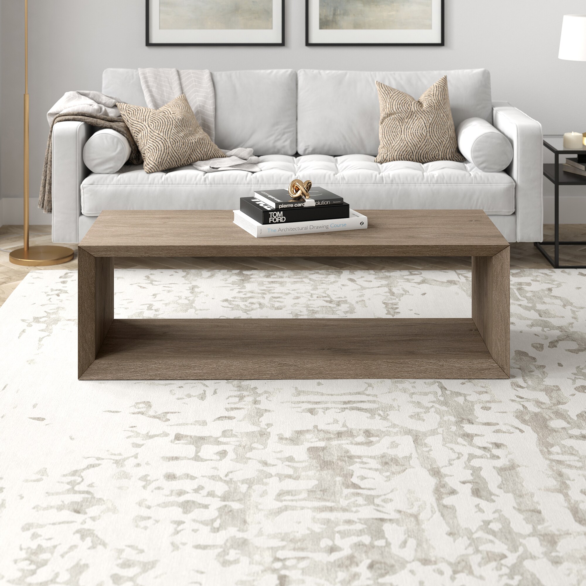 Hailey Home CT1870 Osmond Antiqued Gray Oak MDF Modern Coffee Table