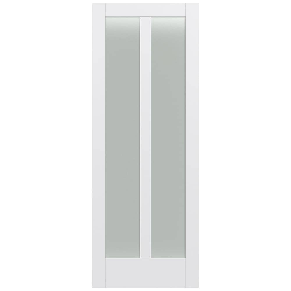 JELD-WEN LOWOLJW221100298 MODA 1024W 36-in x 96-in Primed 2-panel square Frosted glass Smooth Solid core Primed MDF Slab Door