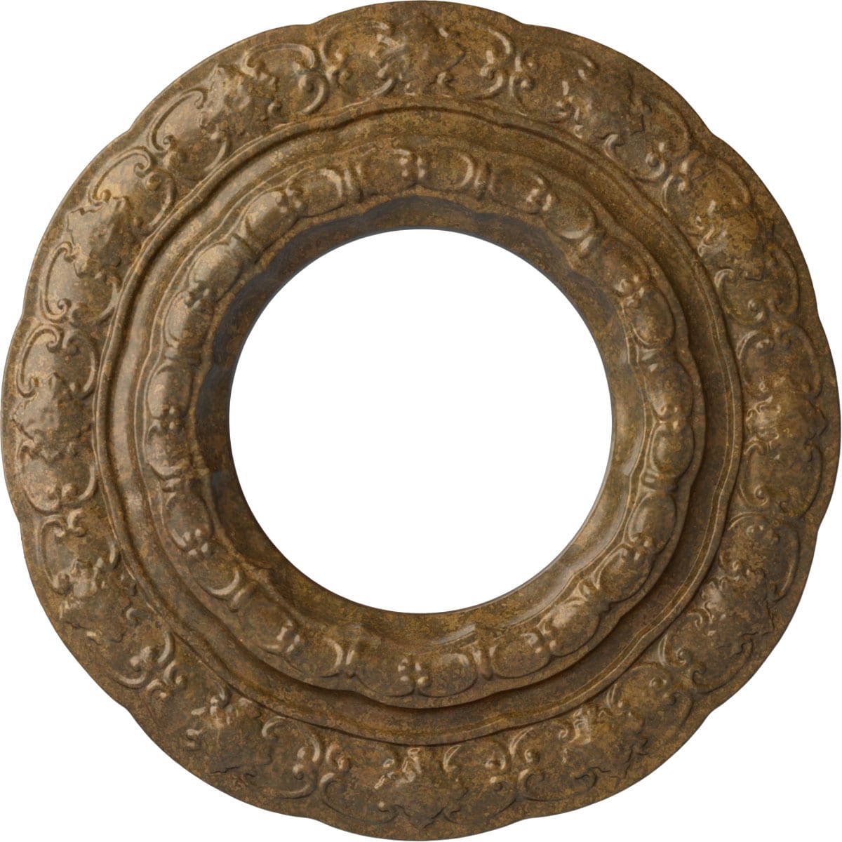Ekena Millwork CM15LIRZS Lisbon 15.375-in W x 15.375-in L Painted Rubbed Bronze Polyurethane Whole Ceiling Medallion