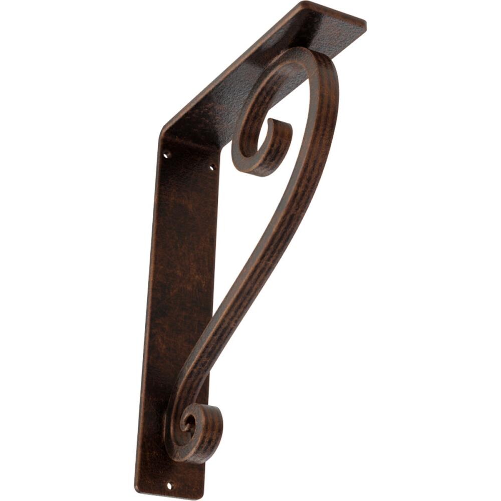 Ekena Millwork BKTM02X07X10TEDACO Edwards 7.5-in x 2-in x 10-in Antique copper Wrought iron Mounting bracket