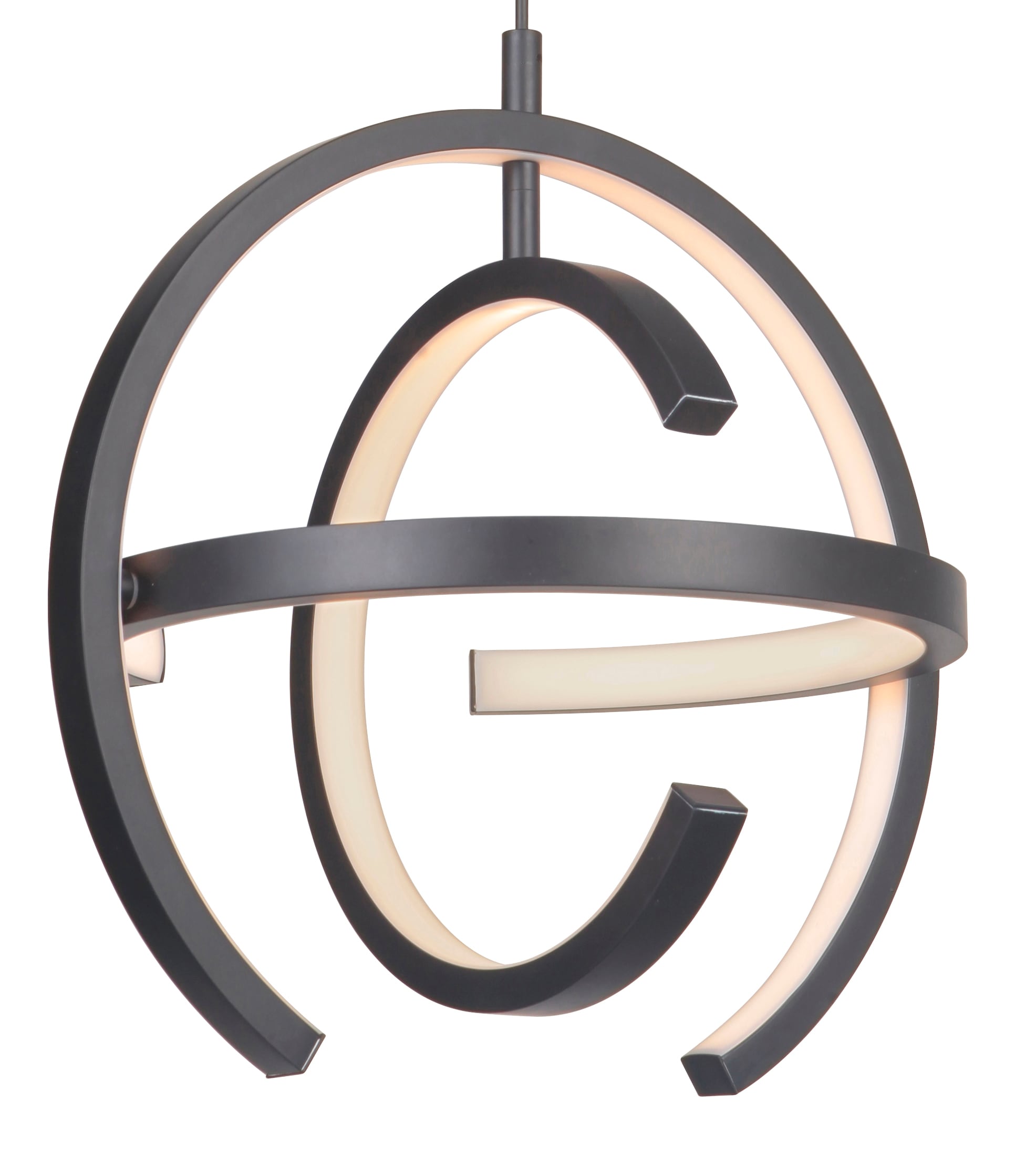 Modern Matte Black 13.75" Globe Pendant with LED Lighting