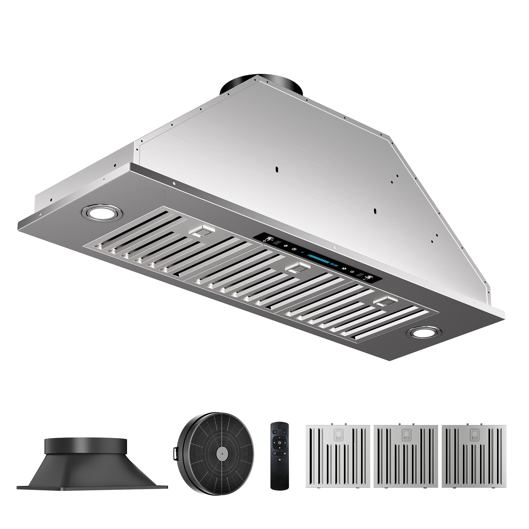 36-in 600-CFM Ductless Stainless Steel Under Cabinet Range Hoods Insert with Charcoal Filter | - VIKIO INB01SS36