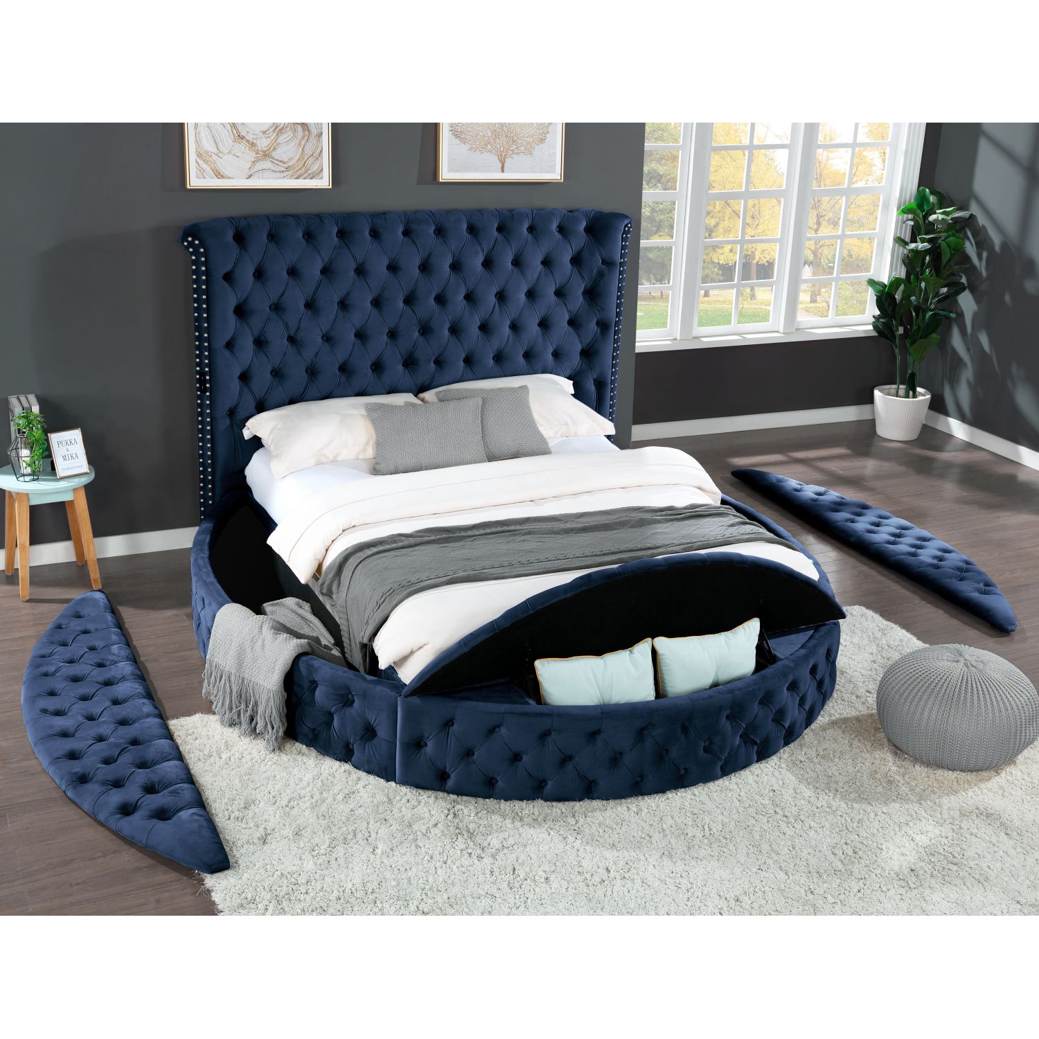 JASMODER B009S00965 Blue Nightstand
