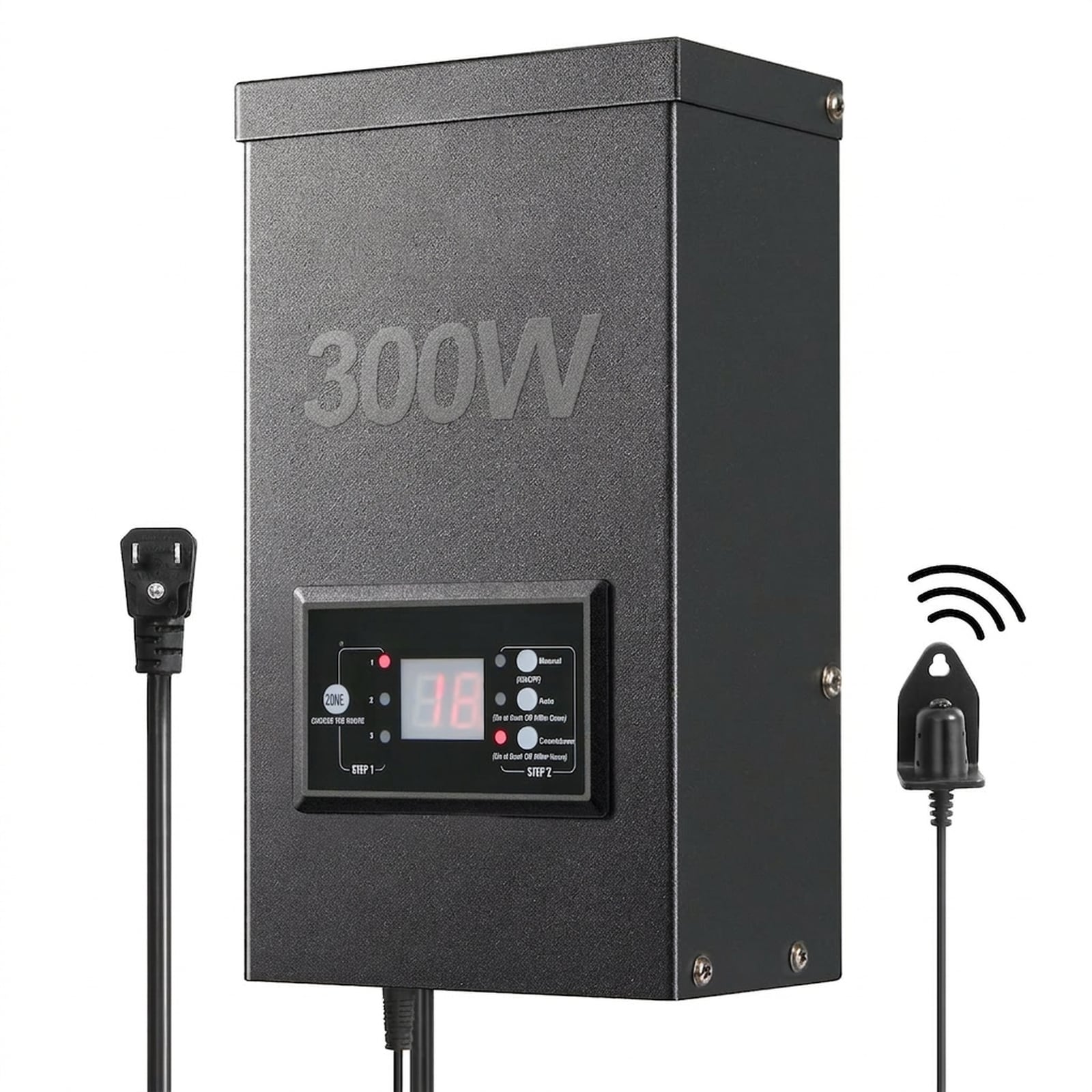 300W Outdoor Low Voltage Landscape Lighting Transformer – Digital Timer & Photocell, Weatherproof, Wall Mount – 12V/15V DC Power Supply For Garden Lights