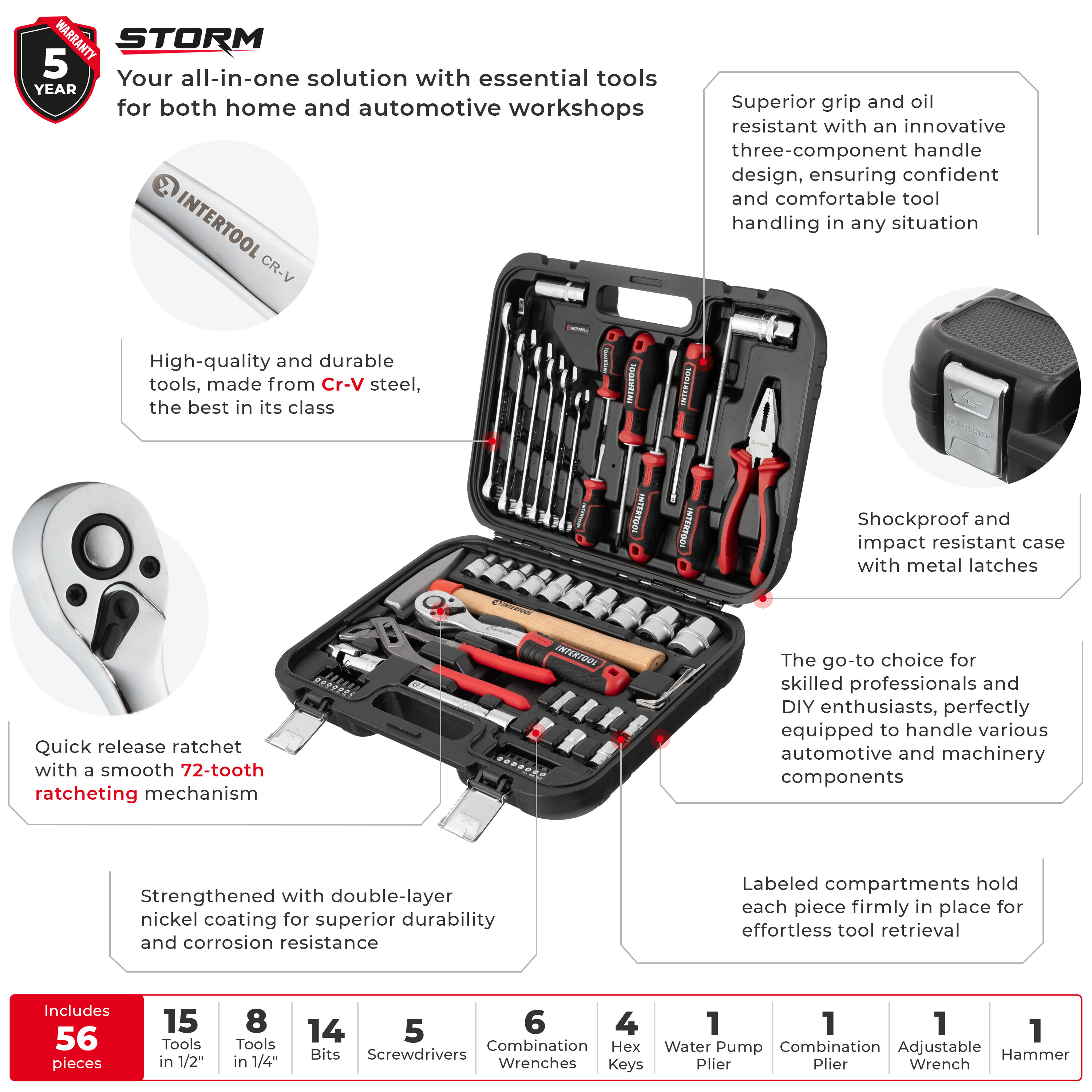 INTERTOOL ET08-8056 Mechanics-Tool-Sets - View #2