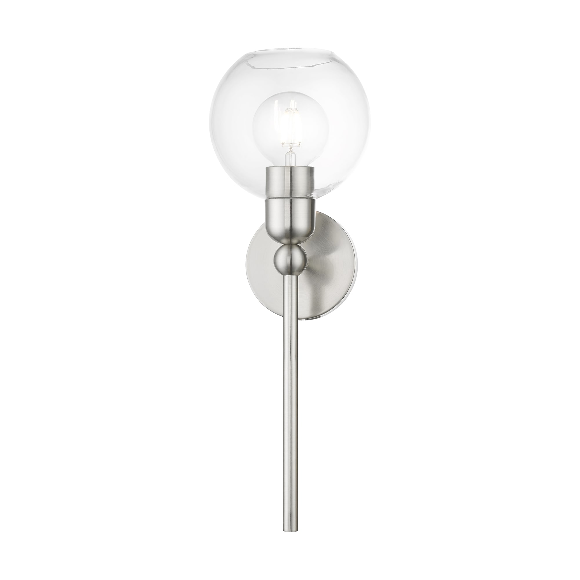 Downtown Elegance Brushed Nickel Wall Sconce with Clear Glass Shade