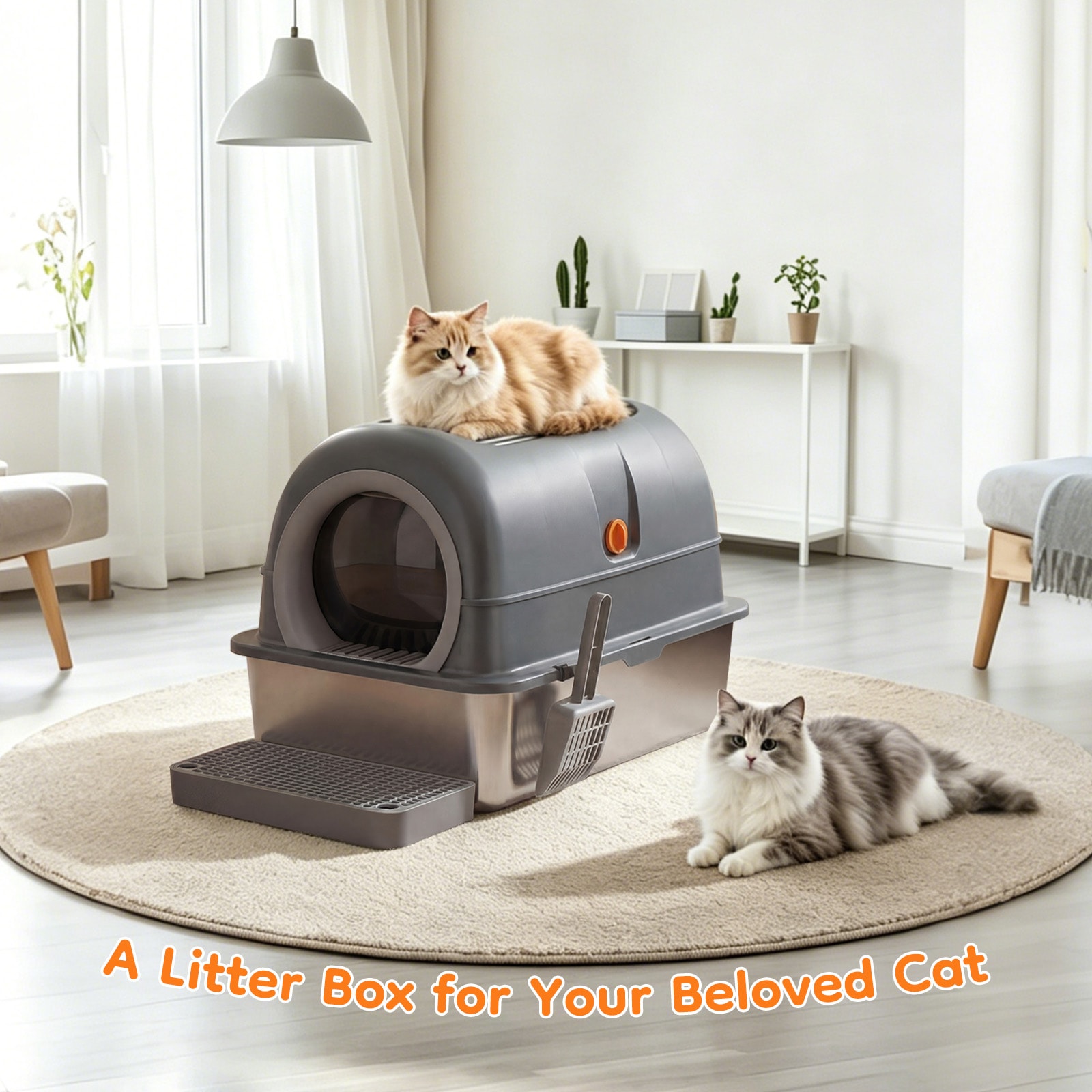 Sweetcrispy L-PF-MSP5FSS-24GY Cat-Litter-Box - Thumbnail View #2