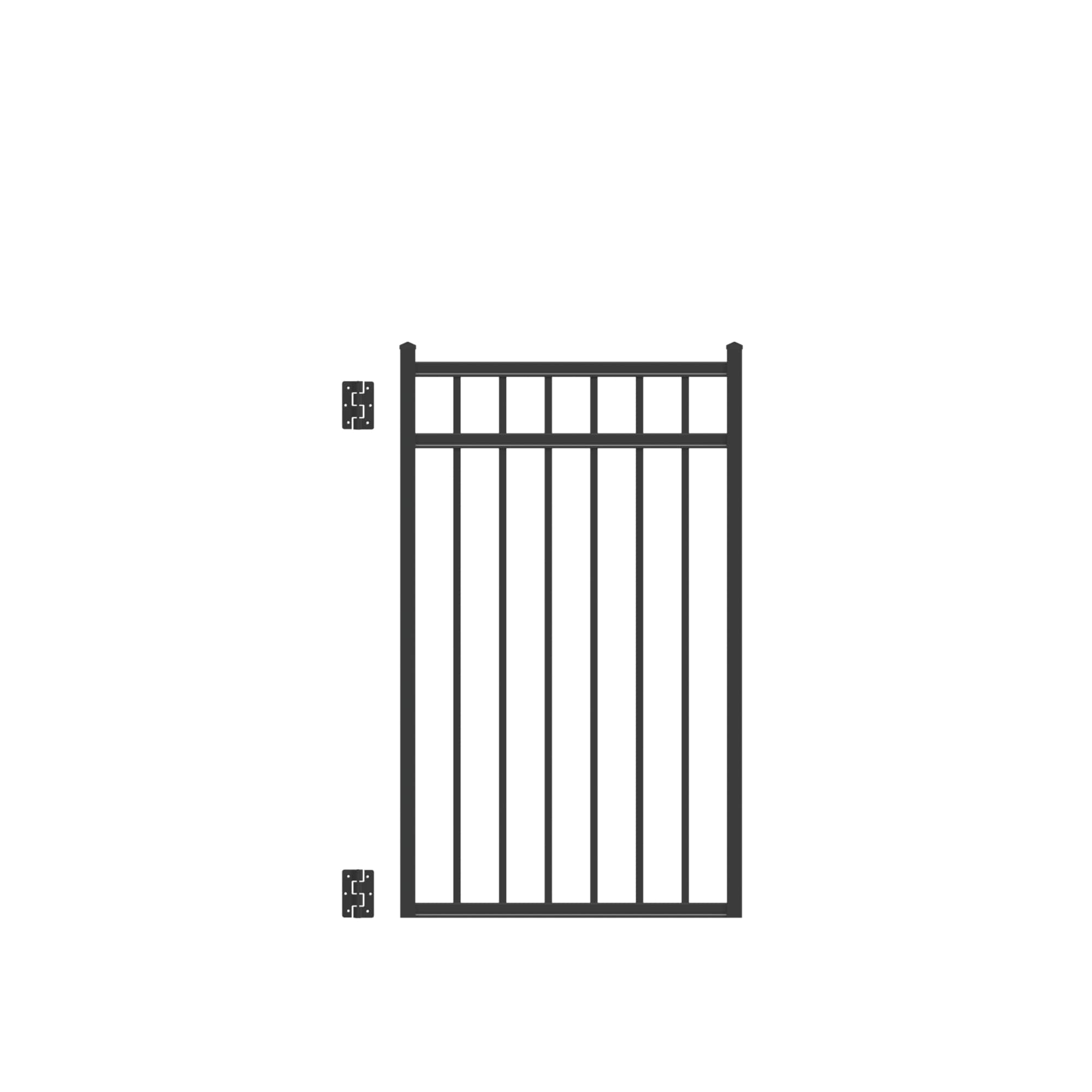 Freedom 73010311 New Haven 4-1/2-ft H x 3-ft W Black Aluminum Decorative Walk-thru Spaced picket Fence gate