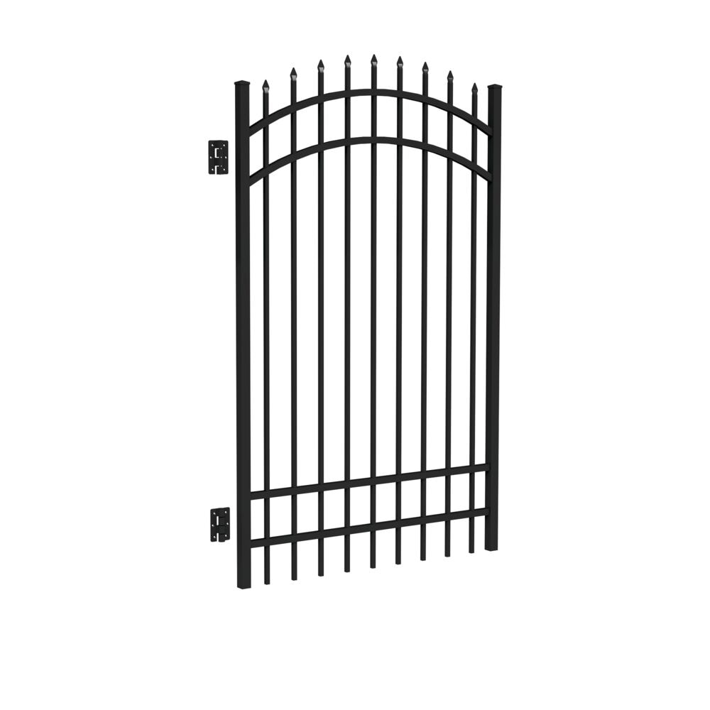 Freedom Providence 6-ft H x 4-ft W Black Aluminum Spaced Picket Pressed-point Decorative Fence Gate