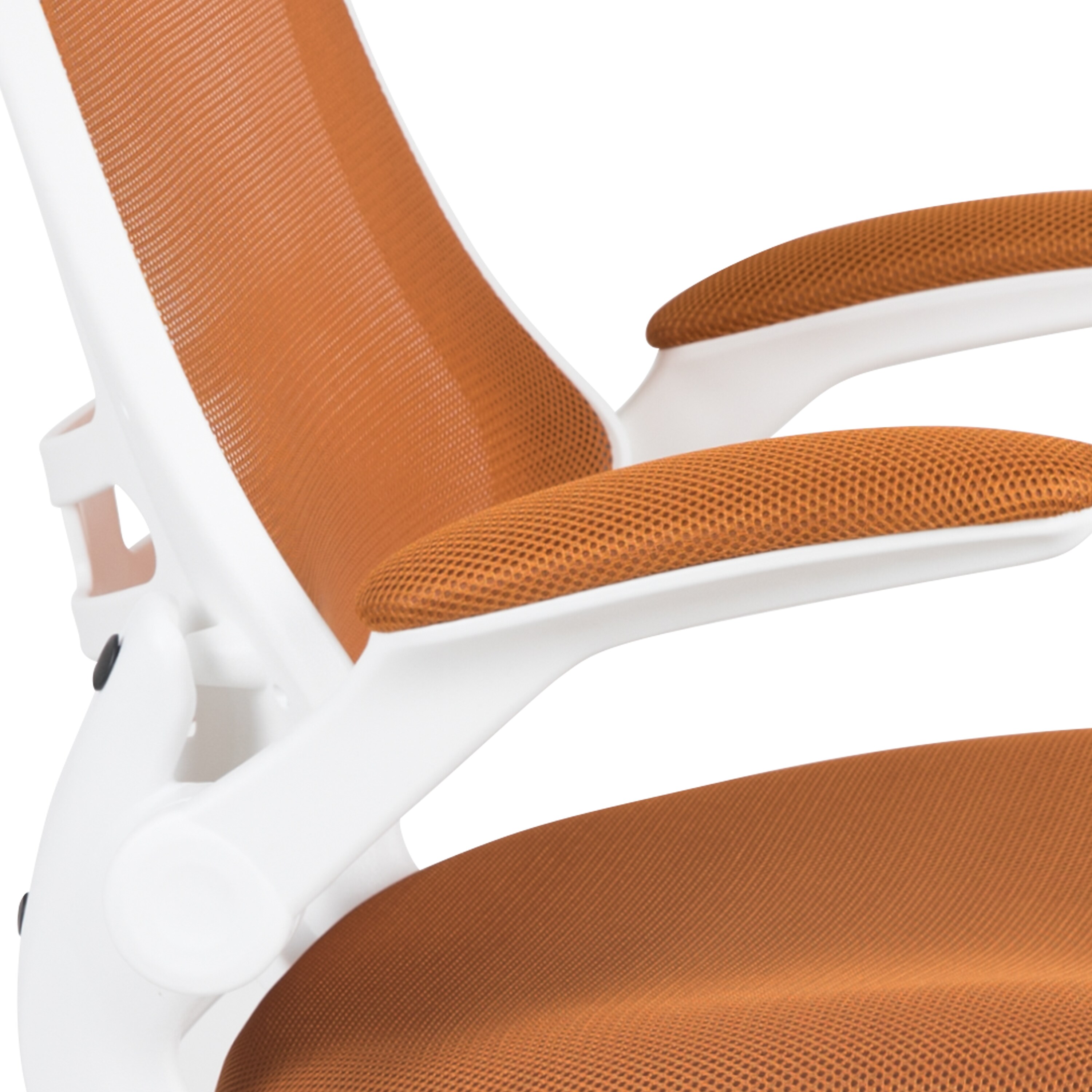 Adjustable Tan Mesh & White Leather Mid-Back Office Chair