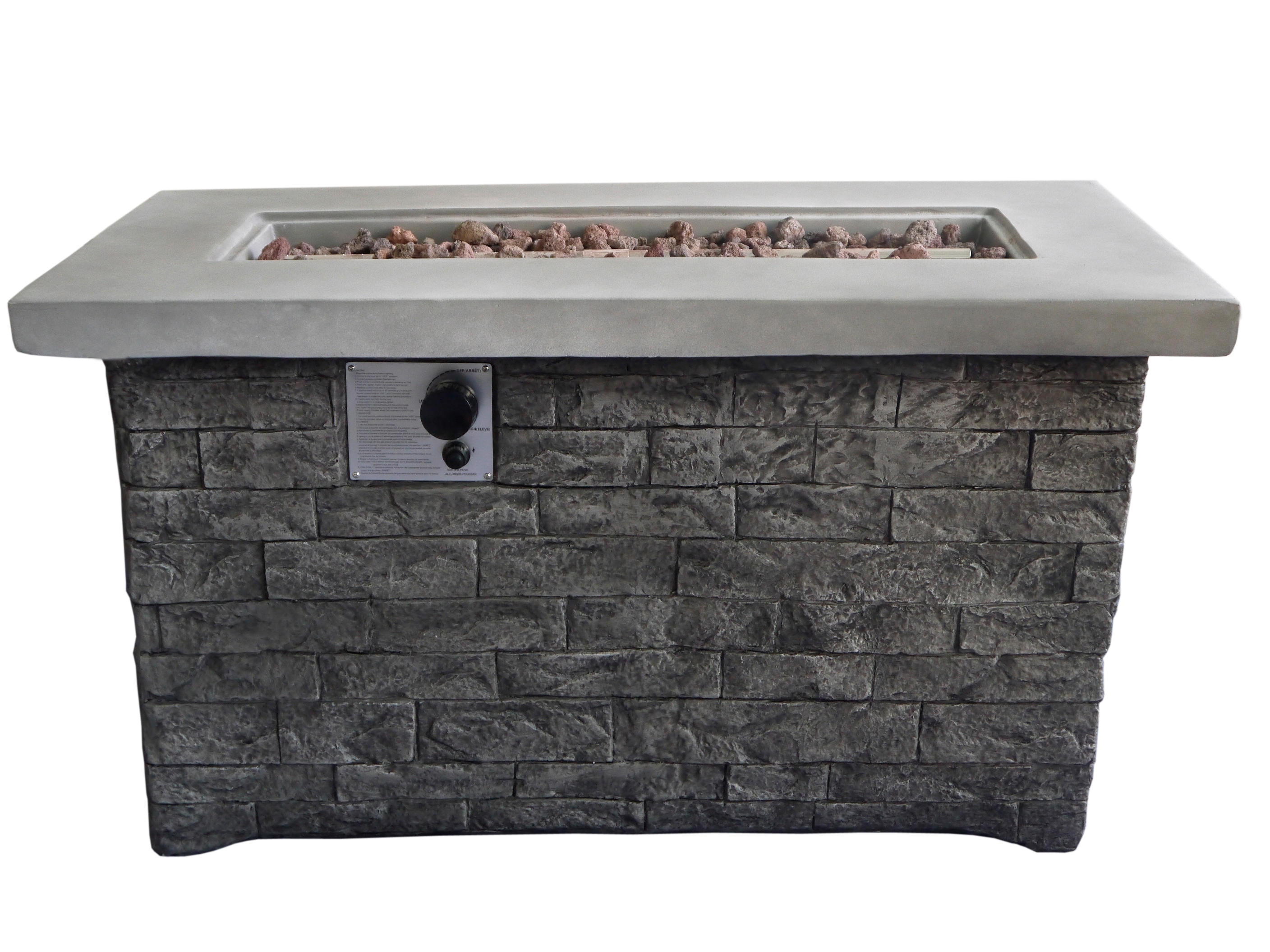  GCB9411FP-GE Felix 42.3-in W Gray Composite Rectangle Liquid propane Fire table
