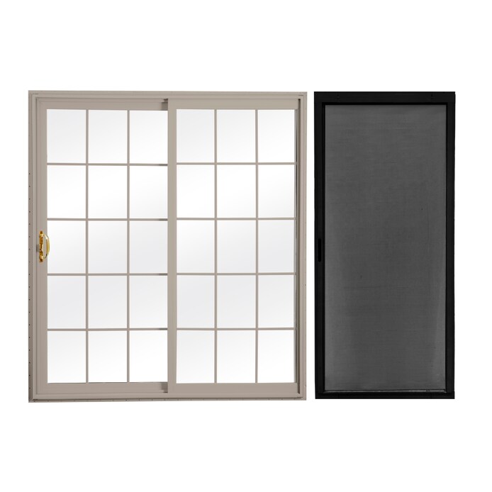 RELIABILT  72-in x 80-in Clay Vinyl Universal Sliding Double Patio Door with Screen