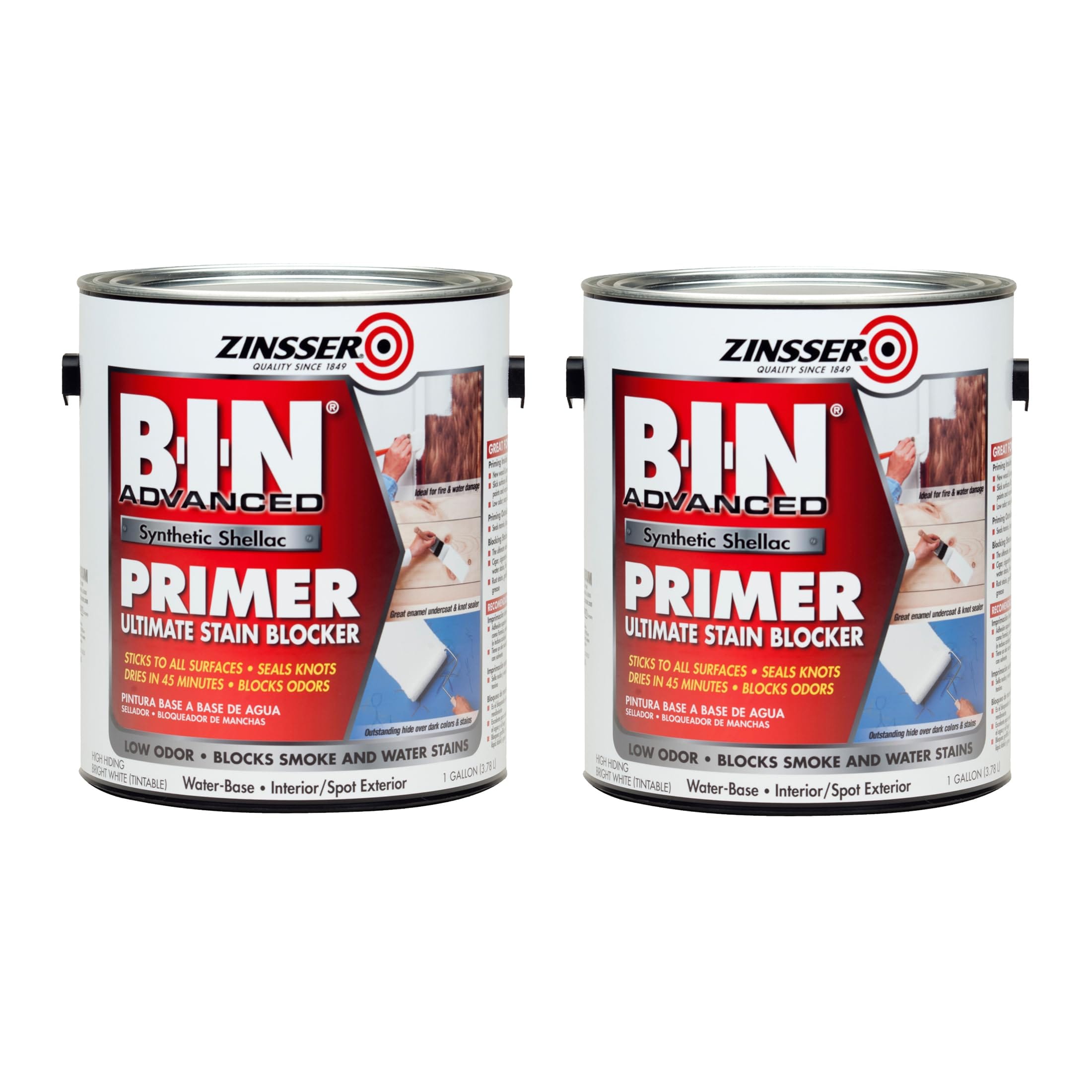 Zinsser  270976-2PK B-I-N Advanced Synthetic Shellac Primer and Sealer Gallon White 2 Pack