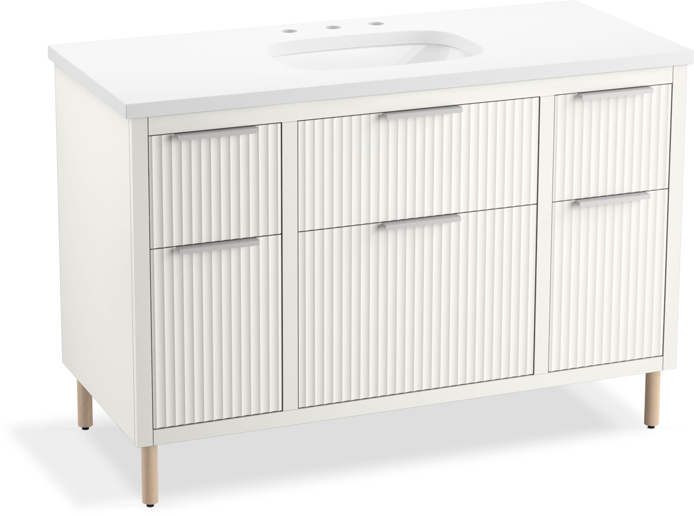 KOHLER 32172-ASB-0 Spacity 48-in White Undermount Single Sink Floating Bathroom Vanity with White Quartz Top