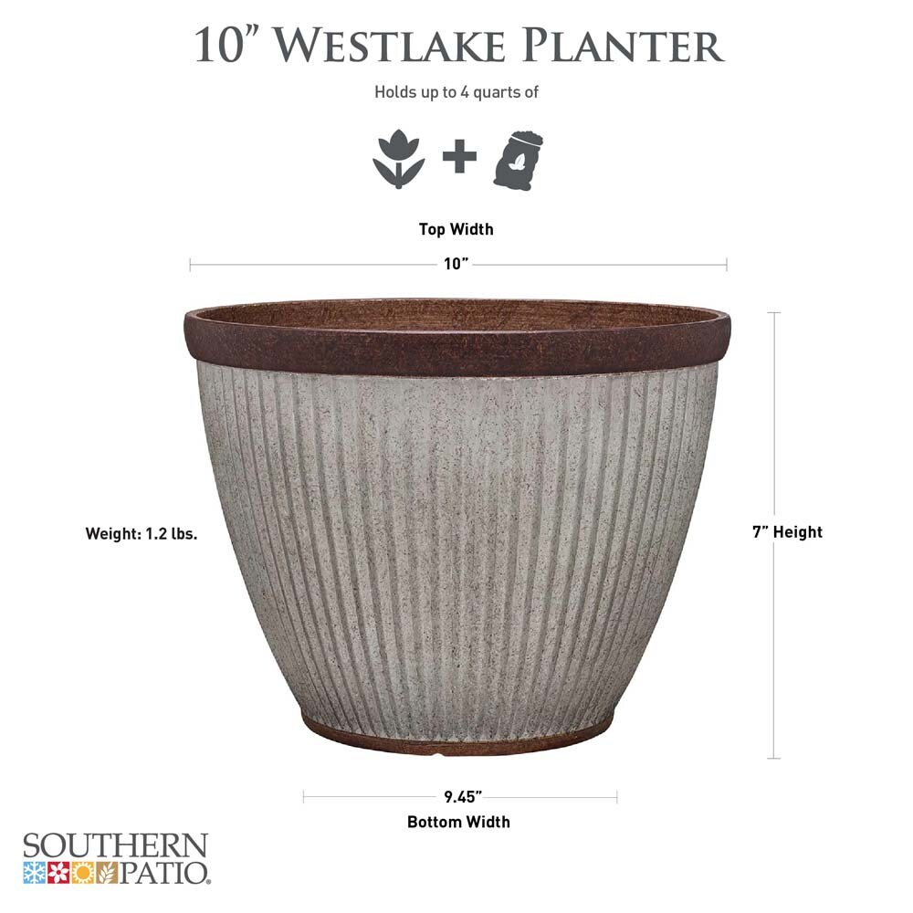 Southern Patio Round 22.24-in W x 13-in H White Resin Outdoor Planter ...