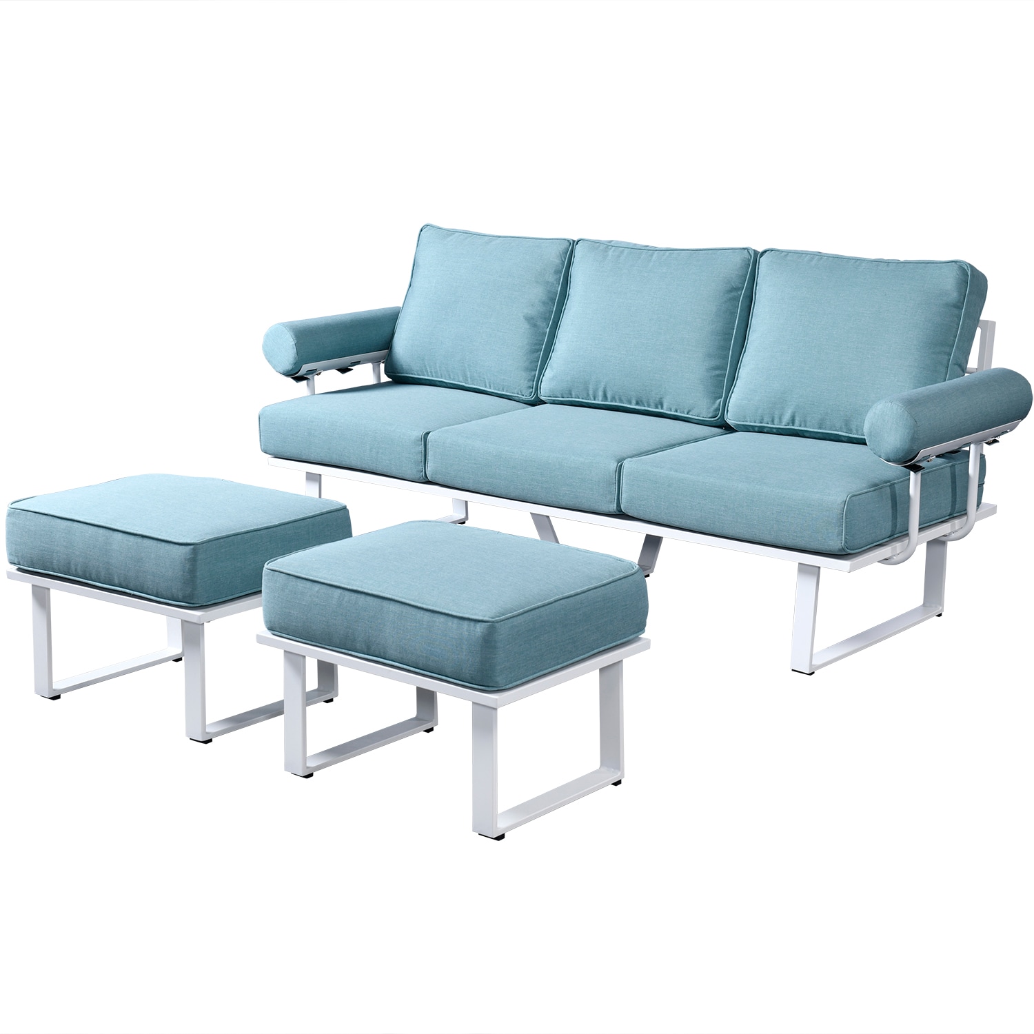 XIZZI Athena Outdoor Sofa with Blue Cushion(S) and Aluminum Frame 