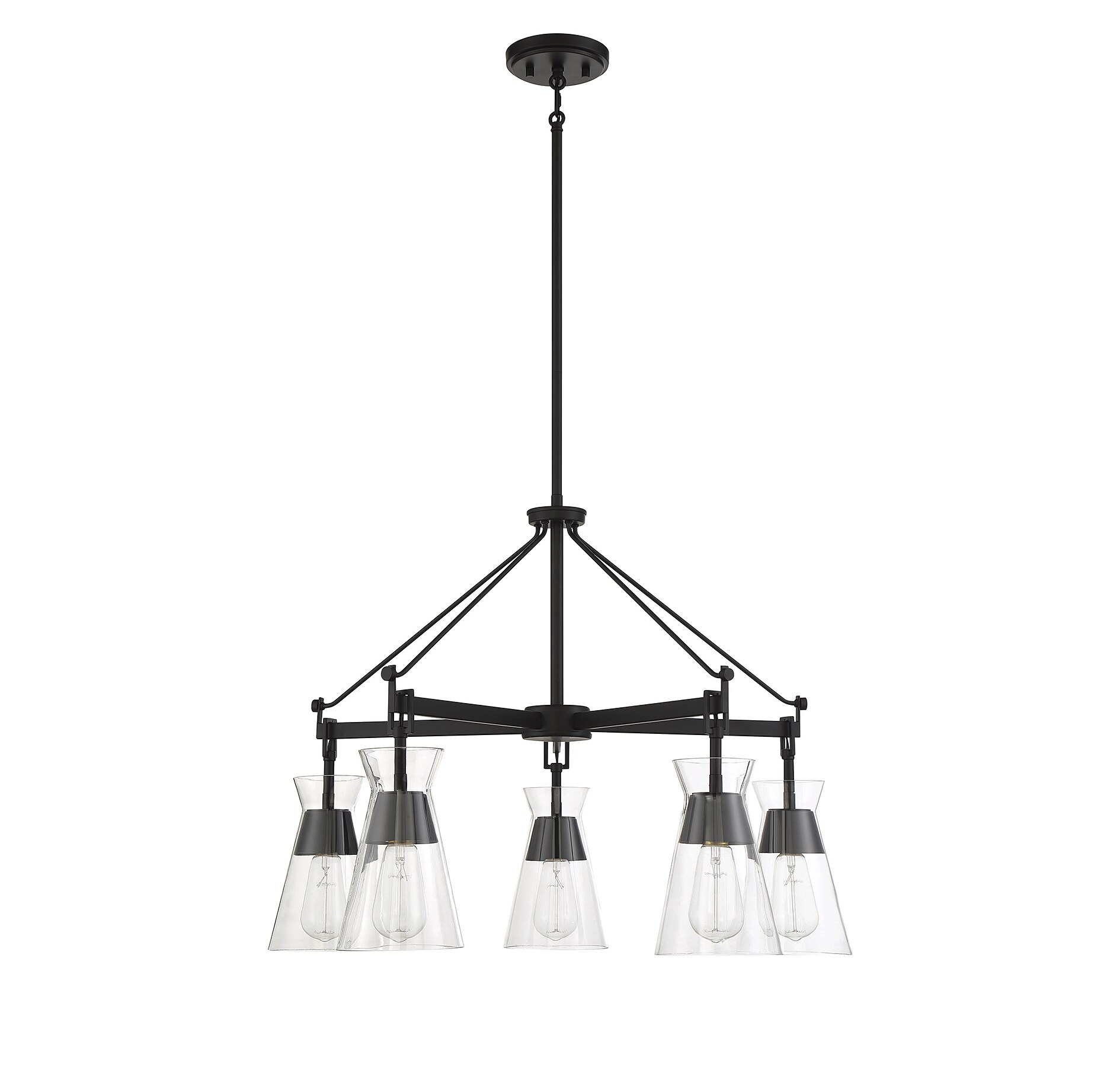 Lakewood Matte Black Mid-Century Modern 5-Light Chandelier