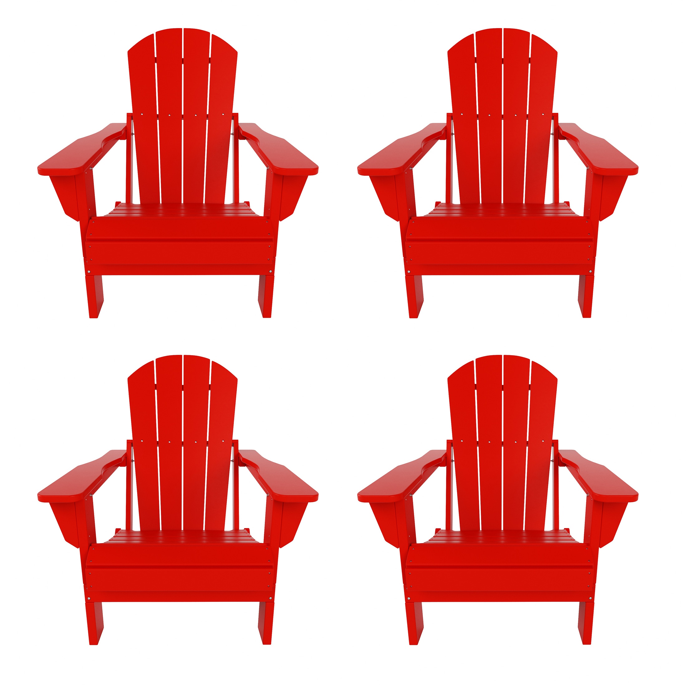 Westin Furniture 2001031-4 Laguna Set of 4 Red HDPE Frame Stationary Adirondack Chair with Slat Seat
