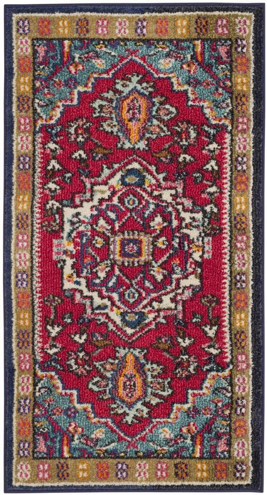 Safavieh MNC207C-24 Monaco Heritage 2 x 4 (ft) Loomed Polypropylene Red/Turquoise Rectangular Indoor Distressed/Overdyed Oriental Throw rug