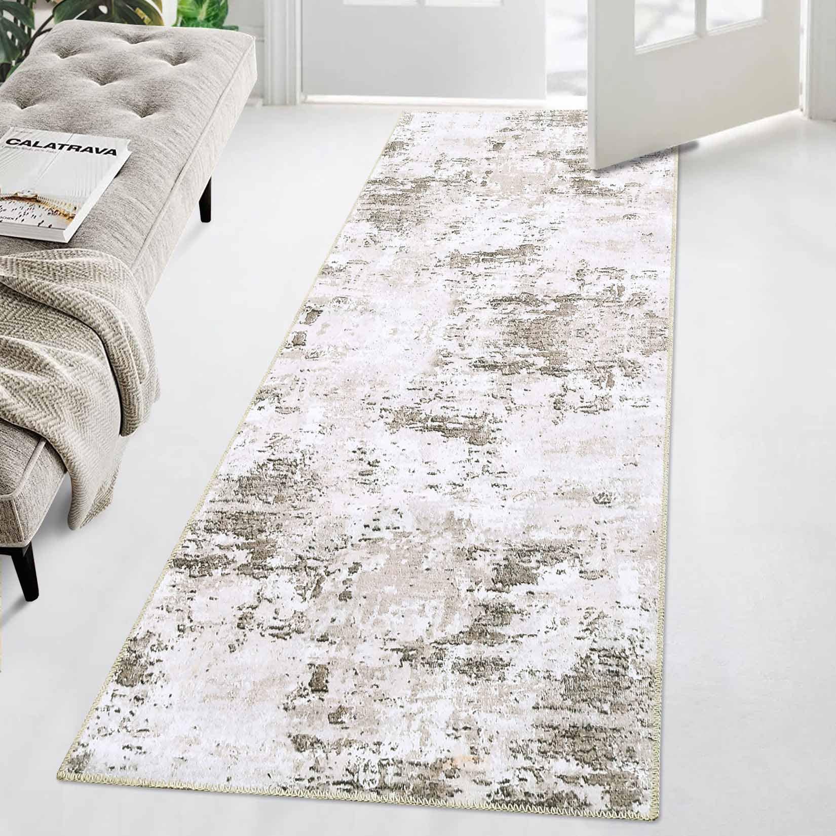 Garvee YXY-LO-PHO-0XT447OS 2 x 8 (ft) Loomed Polyester Beige/Brown Rectangular Indoor Abstract Mid-Century Modern Machine washable Runner rug