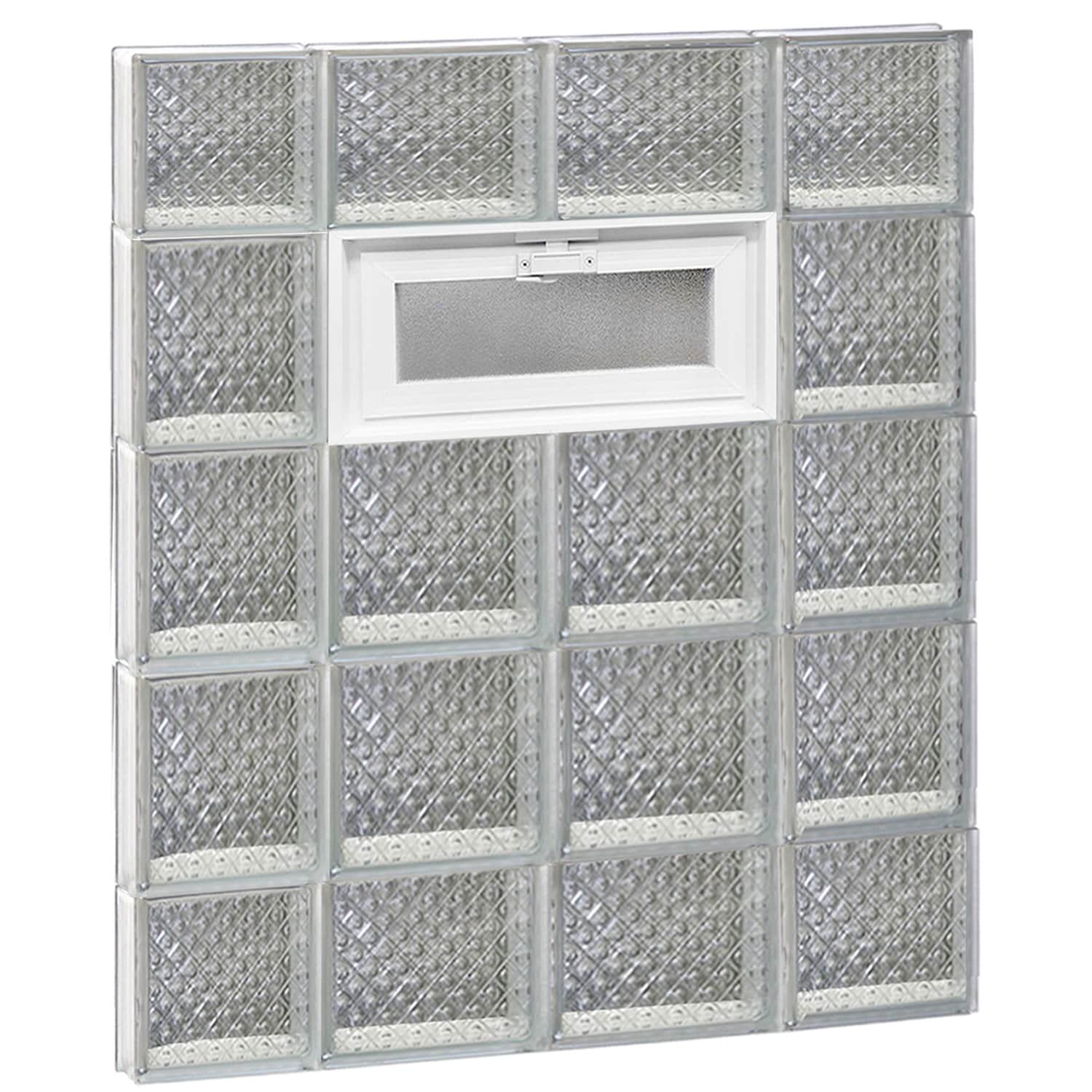 REDI2SET V2836DP Diamond Glass 27-in x 34-3/4-in Frameless Replacement Vented Glass Block Window