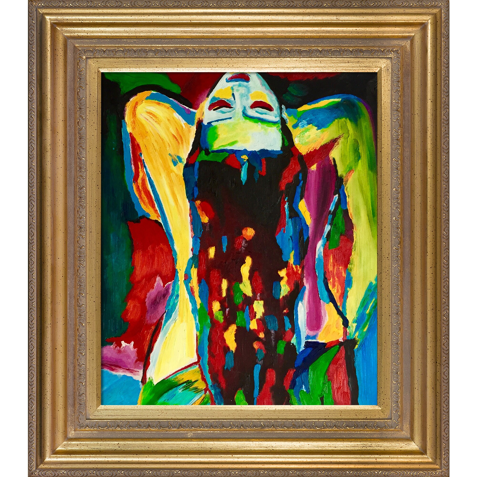 ArtistBe 688576545875 Serenity Reproduction Helena Wierzbicki Gold Wood Framed 34-Inches H x 30-Inches W People Canvas Hand-Painted Painting