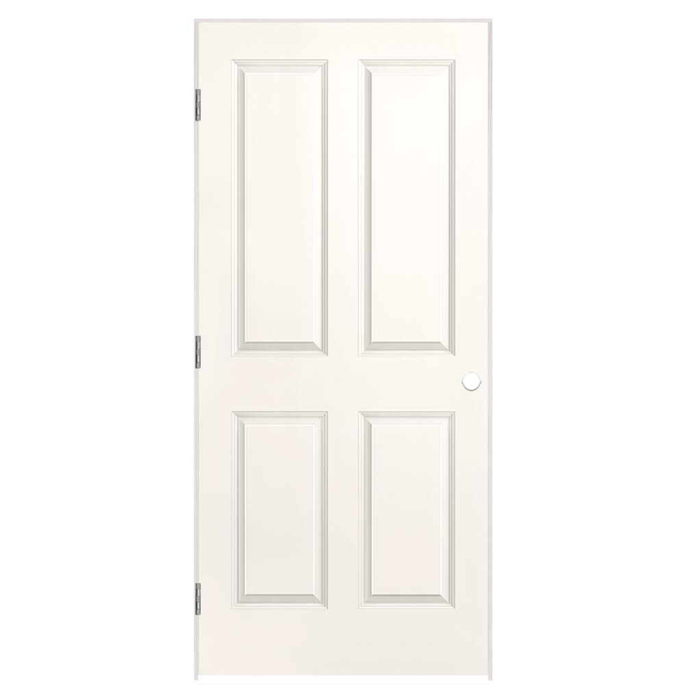 Traditional 36-in x 80-in White 4 Panel Square Hollow Core Prefinished Molded Composite Right Hand Single Prehung Interior Door | - Masonite 1316281