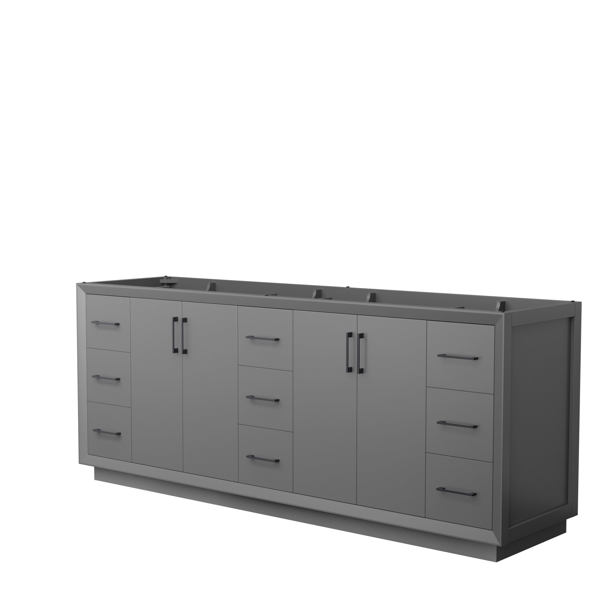 Wyndham Collection WCF414184DGBCXSXXMXX Strada 84-in Dark Gray with Matte Black Trim Bathroom Vanity Base Cabinet without Top