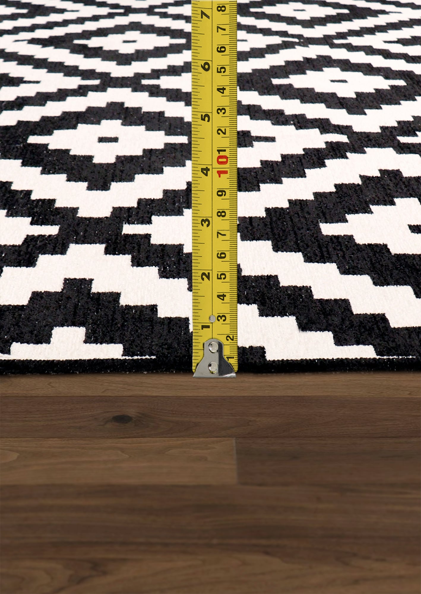 Handmade Reversible Geometric Black Chenille Rug 59" x 31"